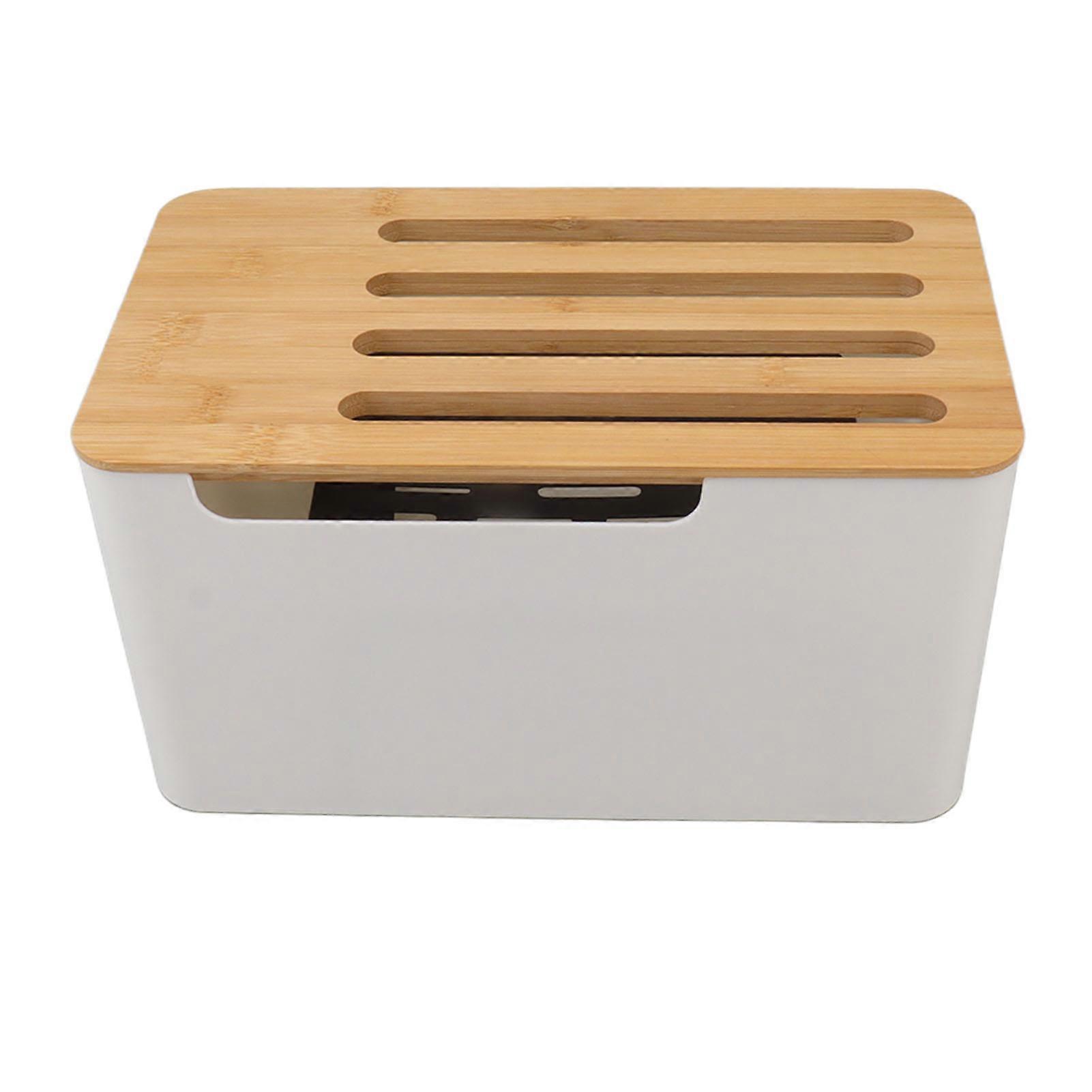 Scatola di immagazzinaggio del router Ampio spazio Multi foro Bit Copertura in bambù Organizzatore del router WiFi domestico 