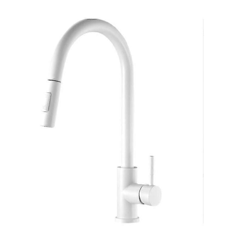 Pull Out Kitchen Faucet Swivel Dual Function White