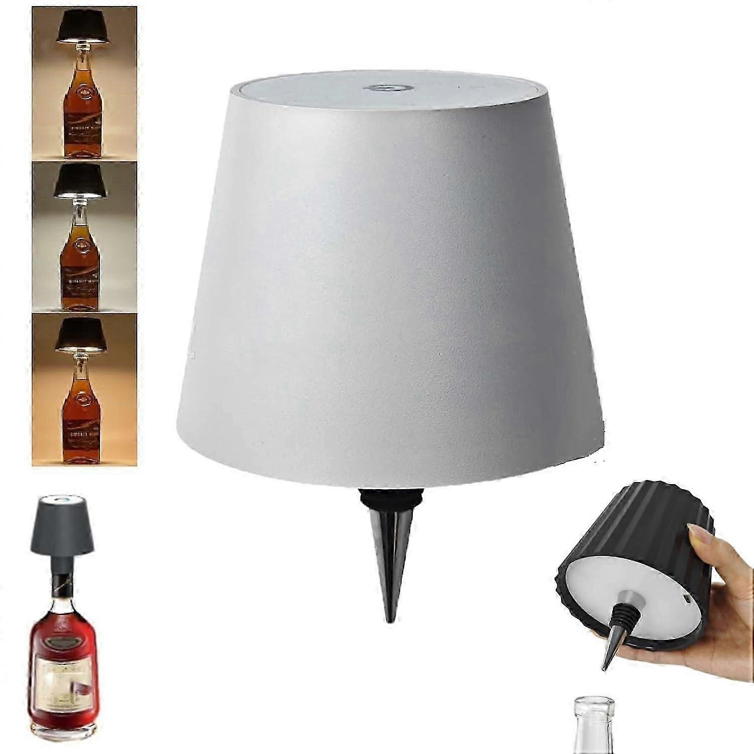 Wireless Wine Bottle Light Head, Portable LED Wireless Bottle Lamp with 3 Modes Light Dimming Pridola, Rechargeable Touch Control RGB Mode -GSLA