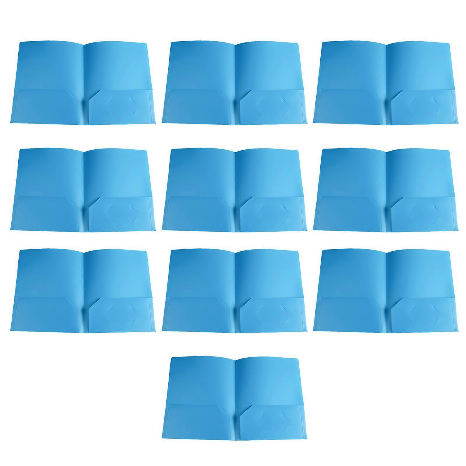 10 Pcs/Set Multifunctional Folders File Folders with Pockets Two Pocket Folders Document Folder  Blue