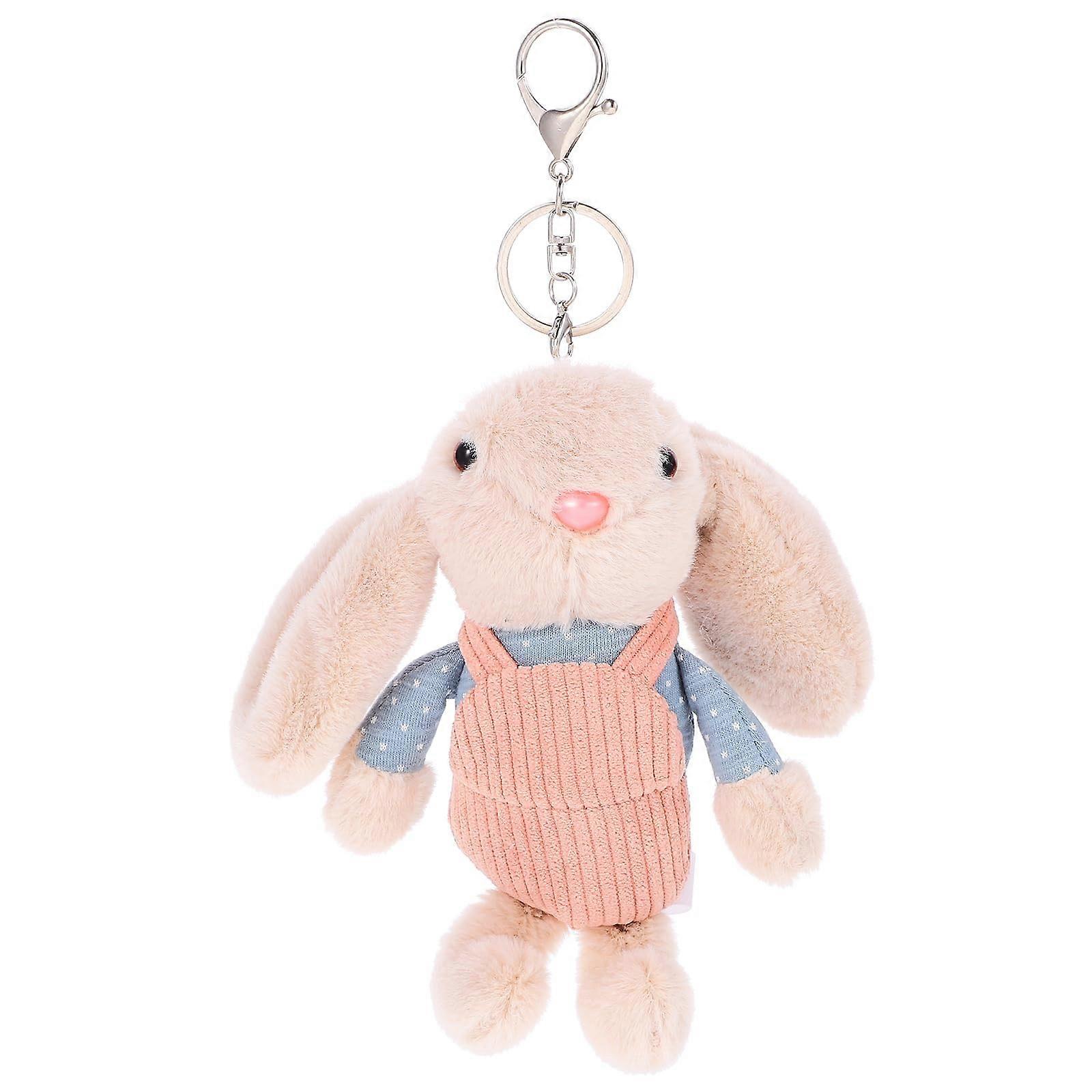 Rabbit Keychains Pink Soft Furry Plush Rabbit, 6.48in, For Car Keys, Handbag And Backpack