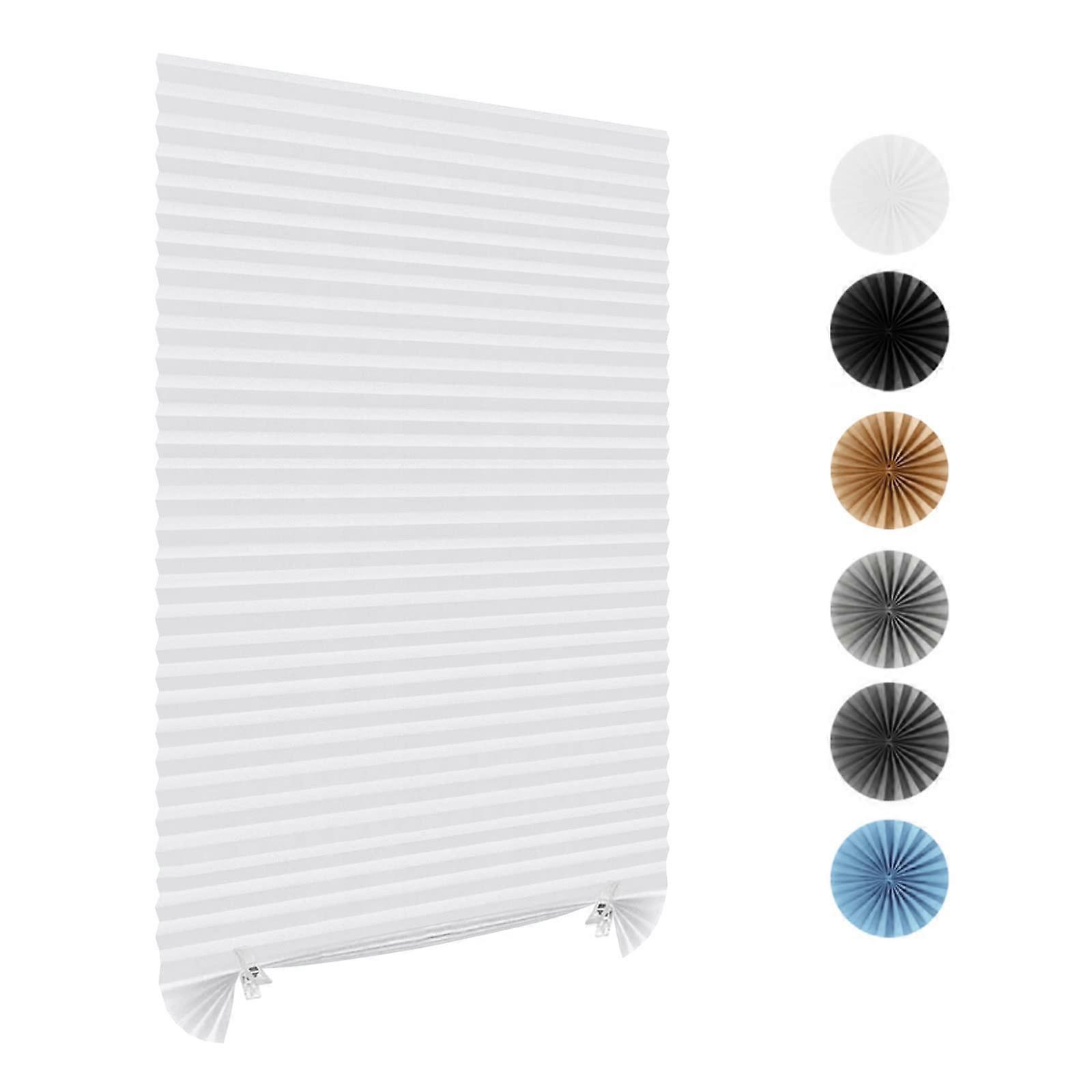 Pleated Window Shades, Temporary Cordless Light Filtering Fabric Shades for Office, Living Room - 24 x 59 Inch