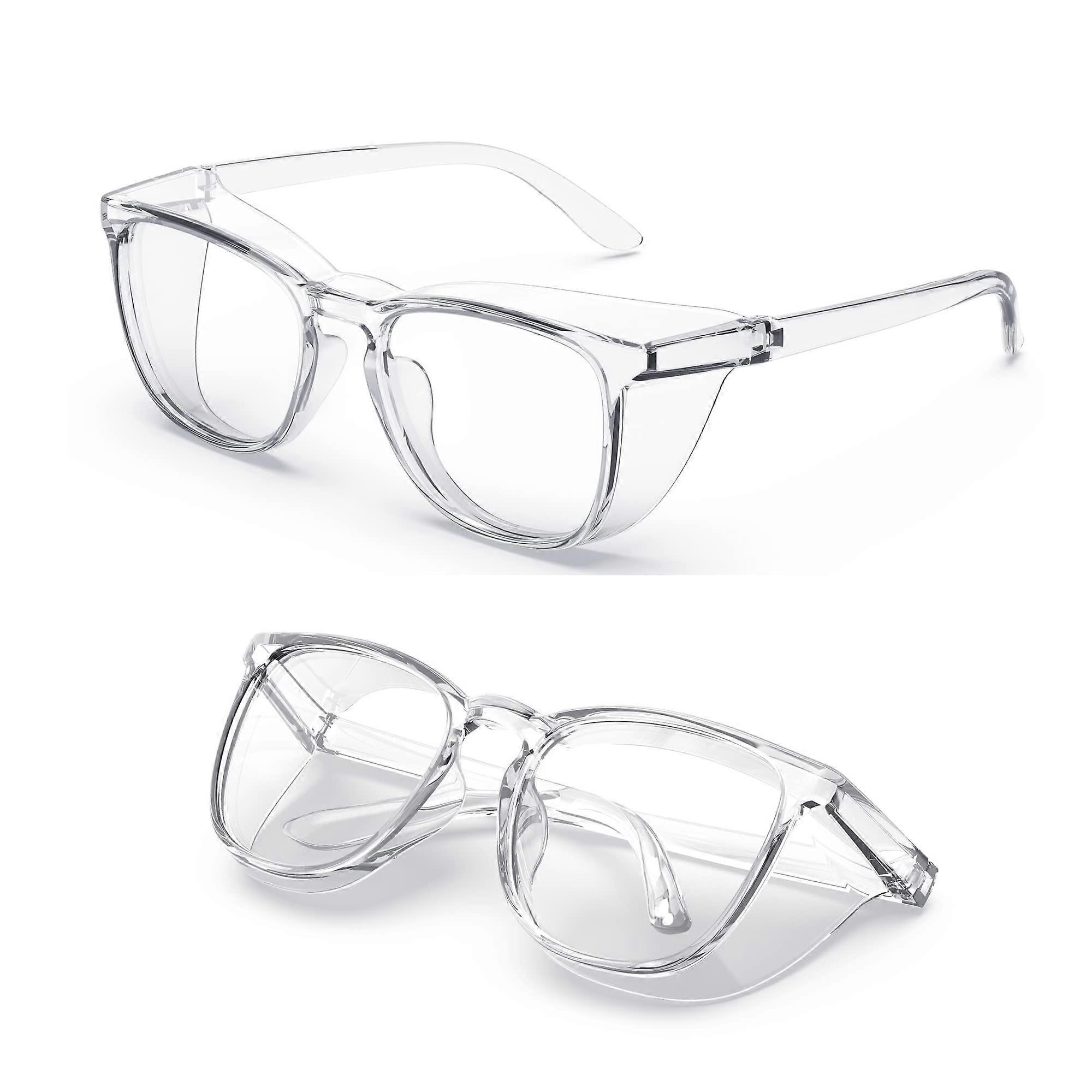 Safety Glasses Anti Fog Square Frame Security Goggles Blue Light Blocking Transparent Lenses For Women