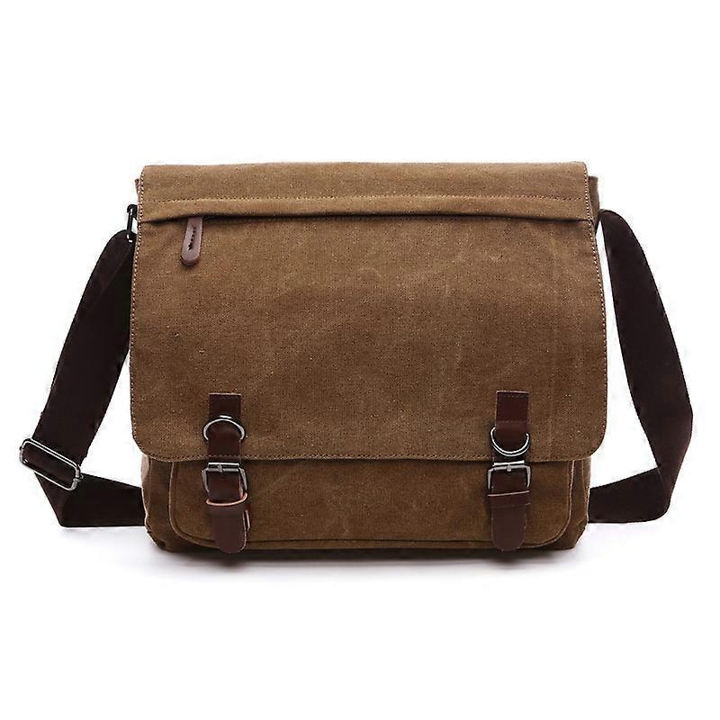 Versatile Canvas Shoulder Messenger Bag Business Computer Bag, Color: Coffee Large