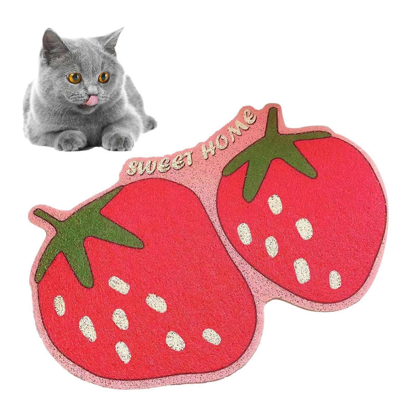Cat Litter Trapping Mat Fruit Shape PVC Flexible Cat Food Catching Mat 40x60cm Keeps Floors Cleaner