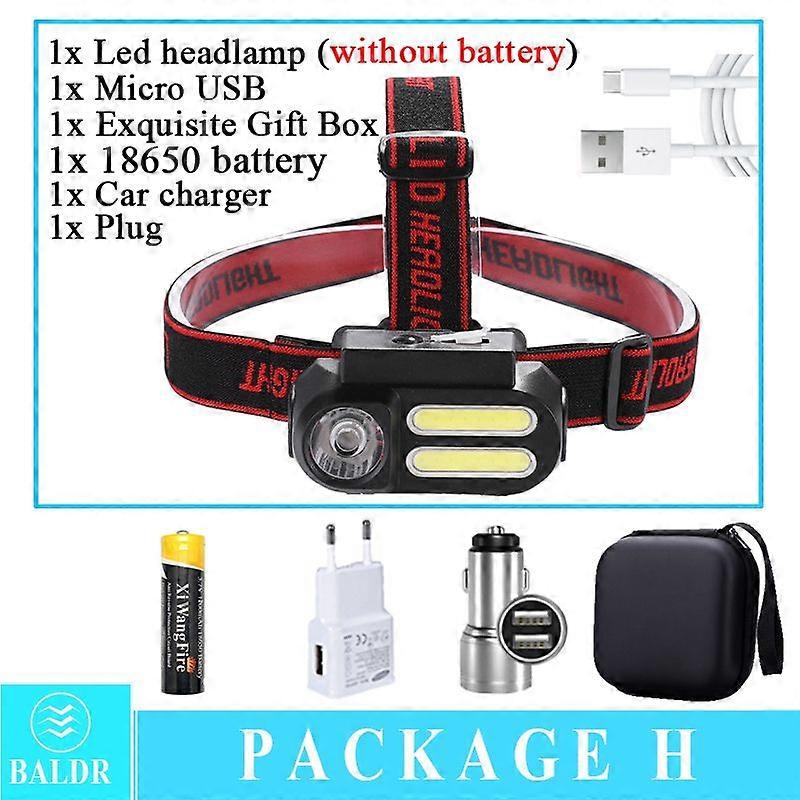Multi-Function Cross-Border USB Rechargeable COB Headlamp Outdoor Headlamp 18650 Battery for Hiking Fishing