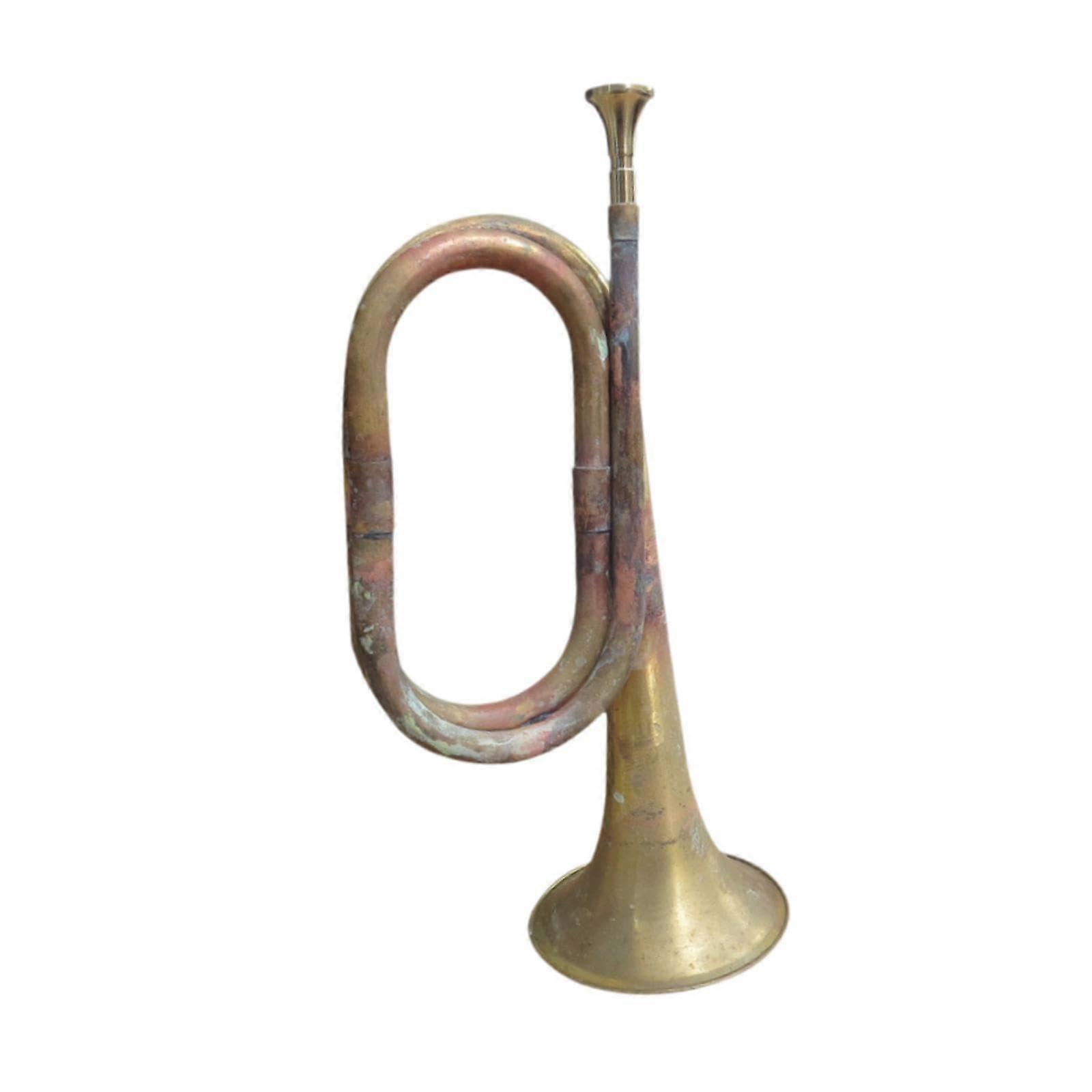 Brass Cavalry Trumpet with Mouthpiece for Beginners, Antique Style Scout Trumpet for School Use