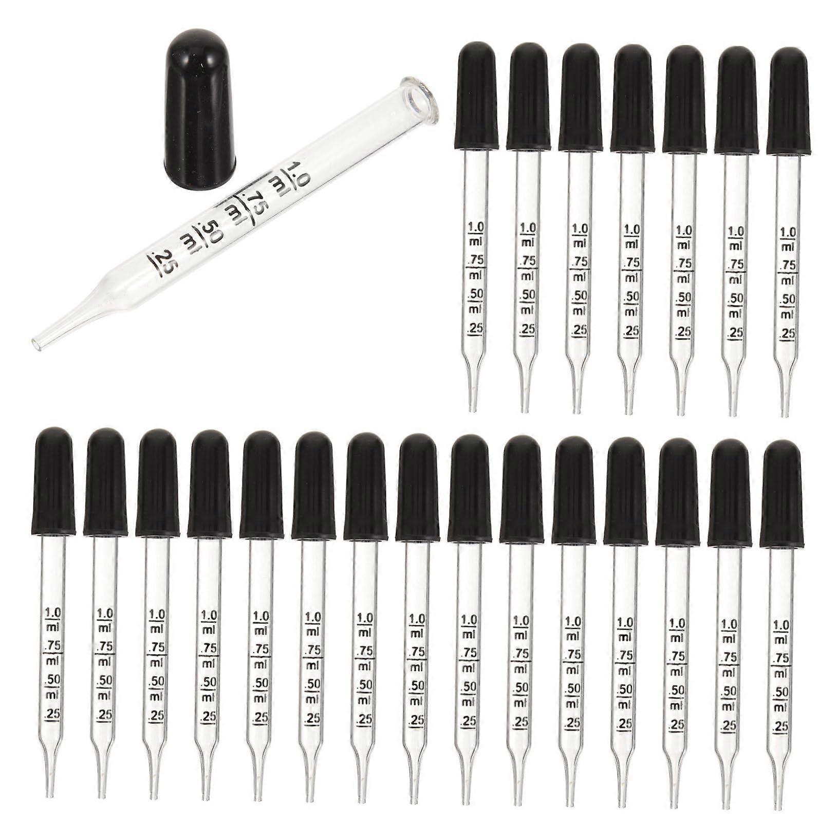 Glass Droppers Kit 30pcs Graduated Dispenser for Elderly and Medicine Essential Oils 1ml Pipettes Small Liquid Pipettes Scale