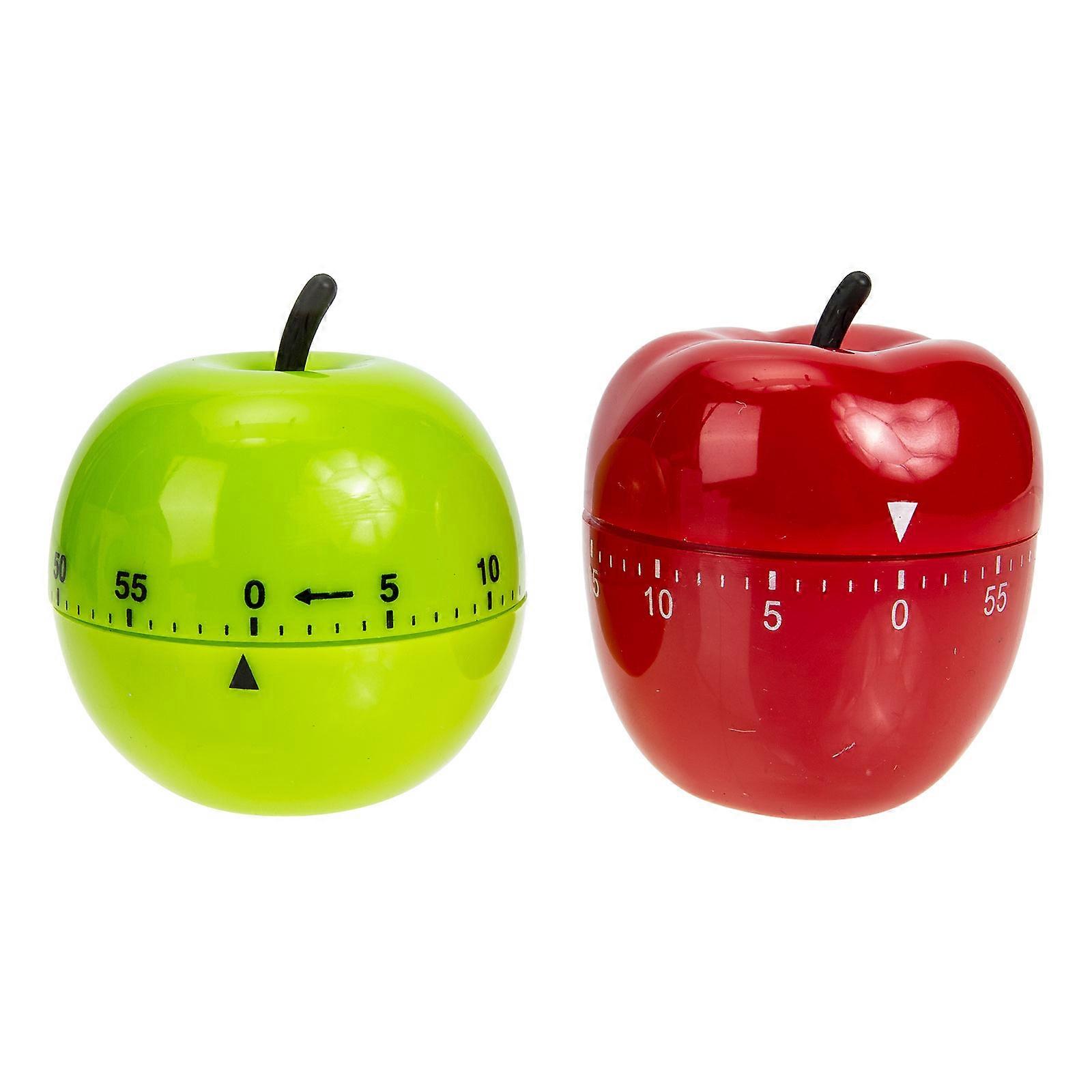 Apple Shape Mechanical Kitchen Timer Set, 2 Pack Compact Countdown Timer for Cooking & Baking with Clear Display for Home Use
