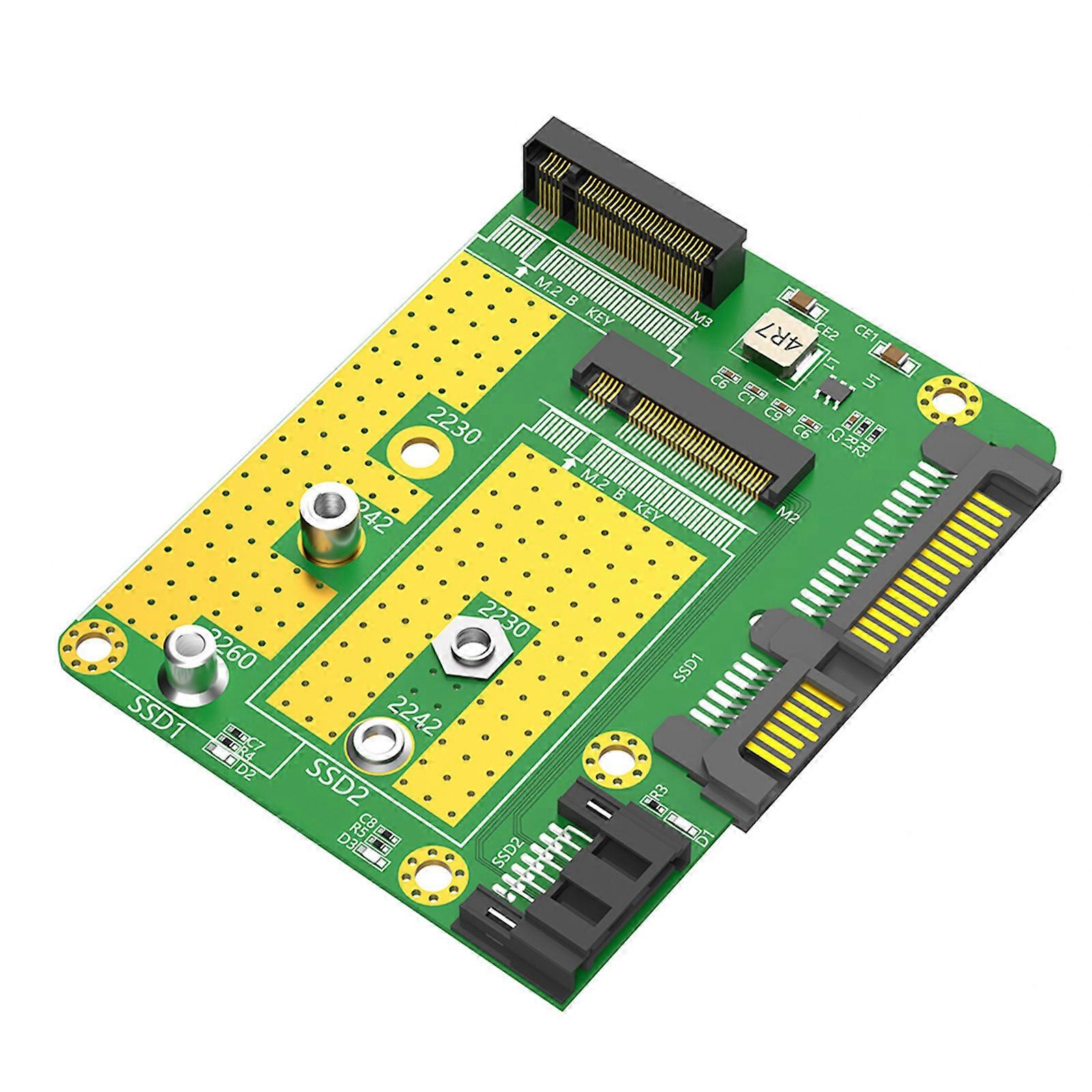 2x B Key M.2 NGFF SSD to Sata3.0 2.5" Adapters M.2 SSD Converters Card for Laptops Card up to 6Gdps