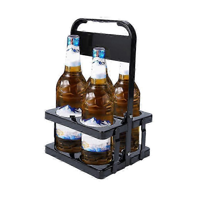 Portatif Katlanabilir İçecek Taşıyıcı - Saplı Tekrar Kullanılabilir Bardaklık (Siyah)