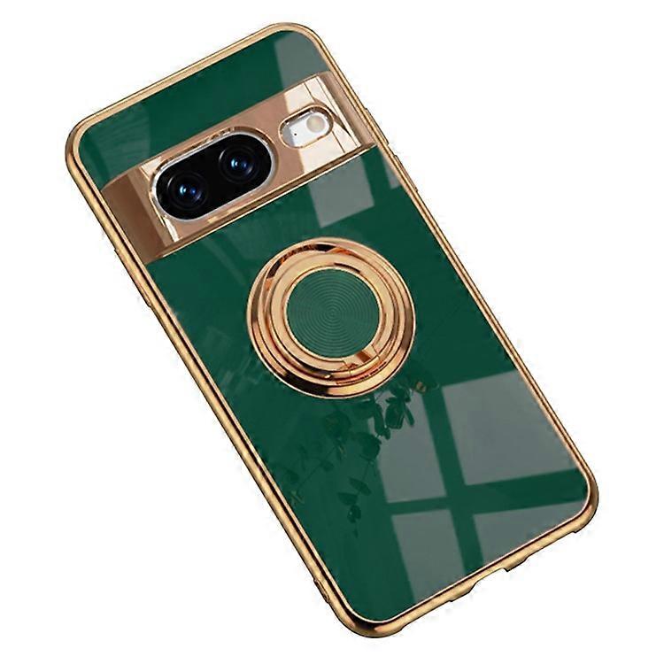 Compatible For Google Pixel 8 Case Precise Cutouts 6D Electroplating TPU Phone Cover with Ring Holder
