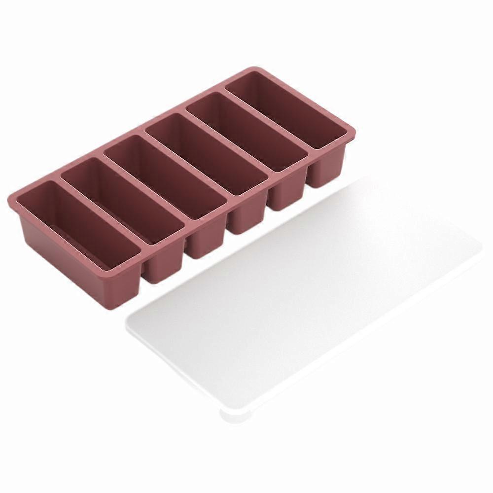 Silicone Food Freezer Trays Rectangular Ice Cubes Mold 6 Compartments Leakproof