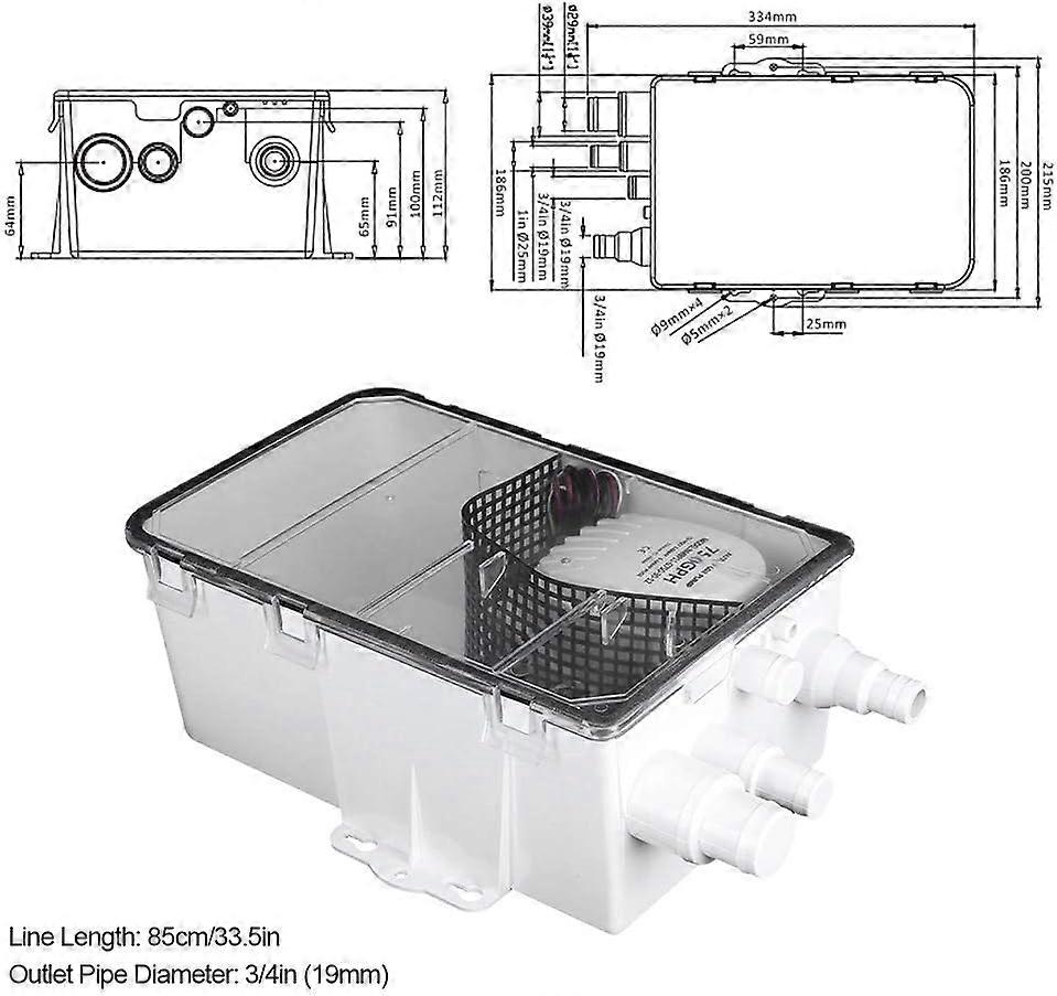 thumbnail image 2 of 12V Marine Shower Sump Pump System For Boats & RVs - 750 GPH, Multi-Port Drain Box 2 of 11