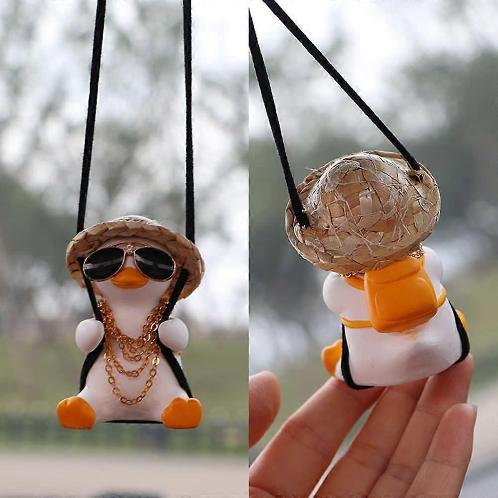 Swinging Duck Car Hanging Ornament Car Flying Duck Ornament Plaster Swing Duck Car Mirror Rear Hanging Ornament