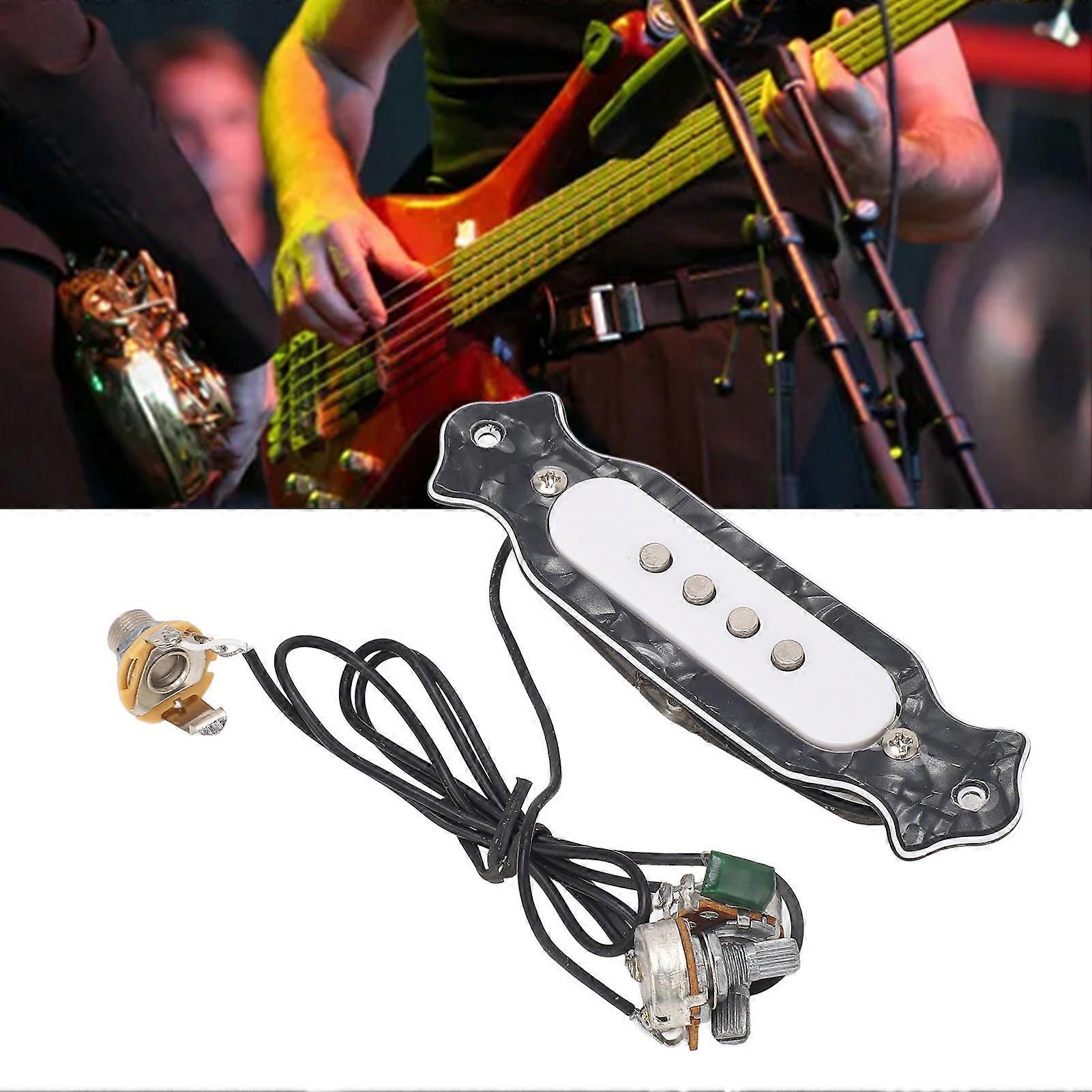 Acoustic Guitar Pickup 4 Strings Copper Coil Guitar Pickup Replacement for Practice and Performance GMB333 Black Color