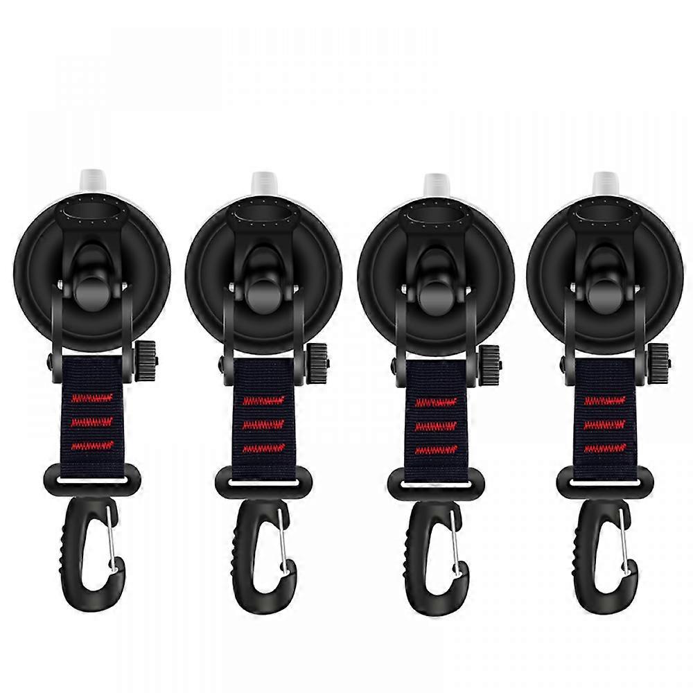 4 hooks - with suction cup - Powerful Suction Cup Anchor - ABS - Black - Multifunctional - large suction cup - without drilling