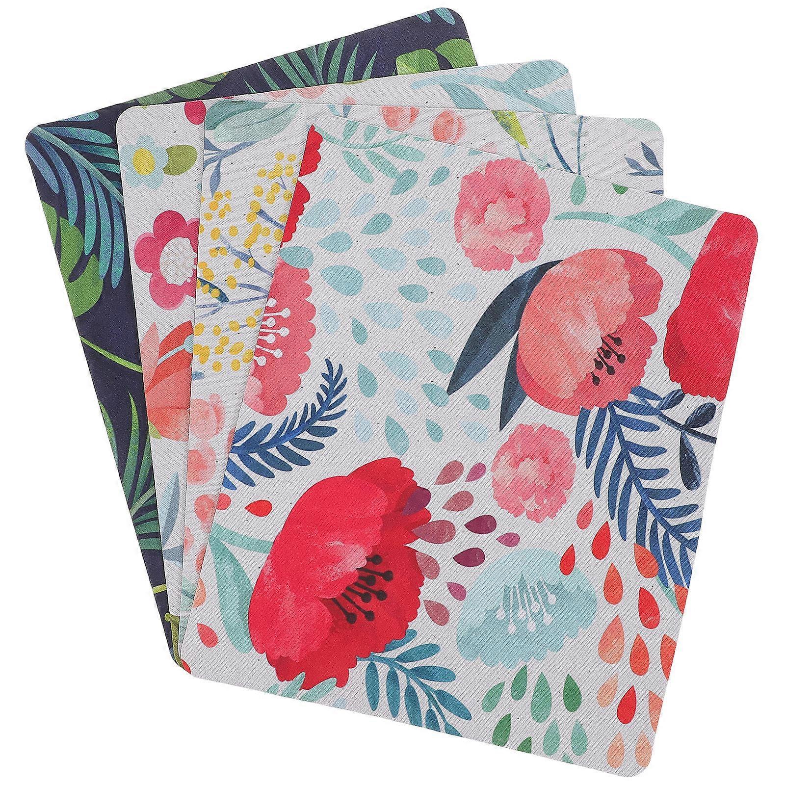 Mouse Pad For Computer Flower Plants Printing Mousepads Wrist Protection Office Work 4Pcs