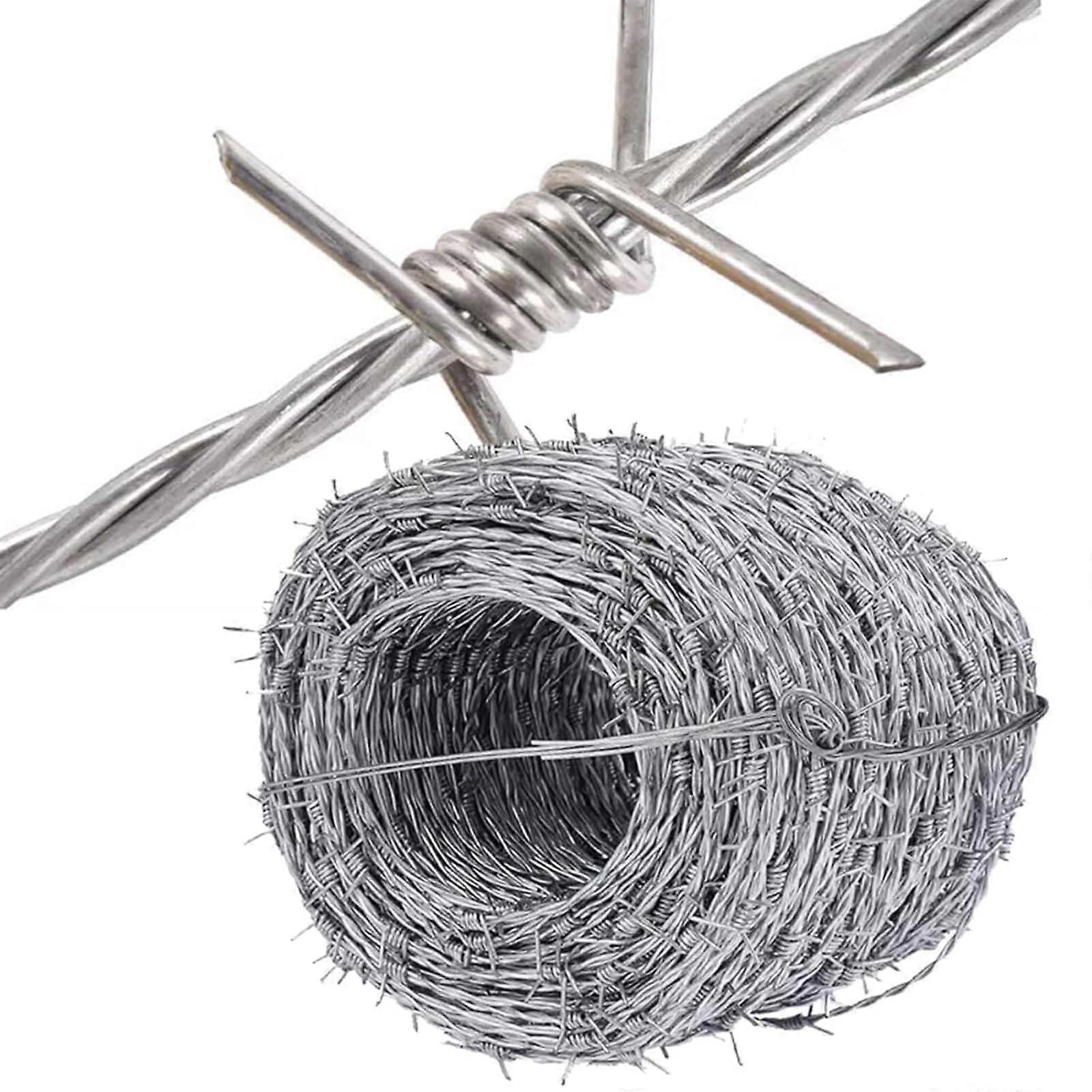 Stacheldraht Fence 4 Point Galvanized Wire for Crafts, Garden Safety, 50m