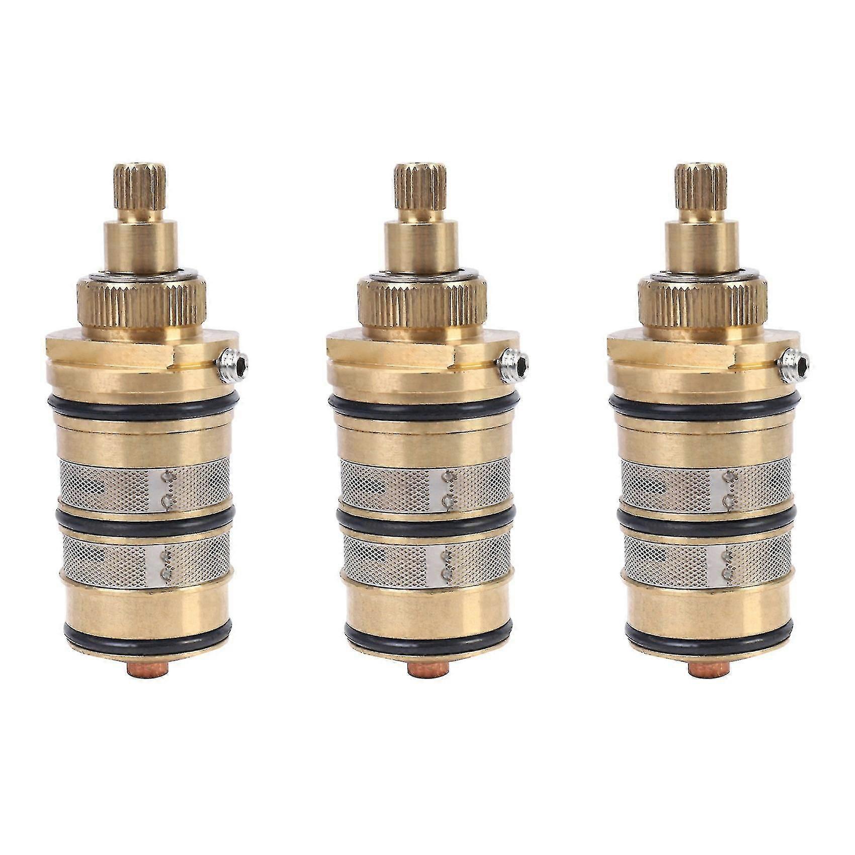 Thermostatic Shower Cartridge & Handle for Bath Mixer Tap, Brass Valve Replacement Parts, 3-Pack