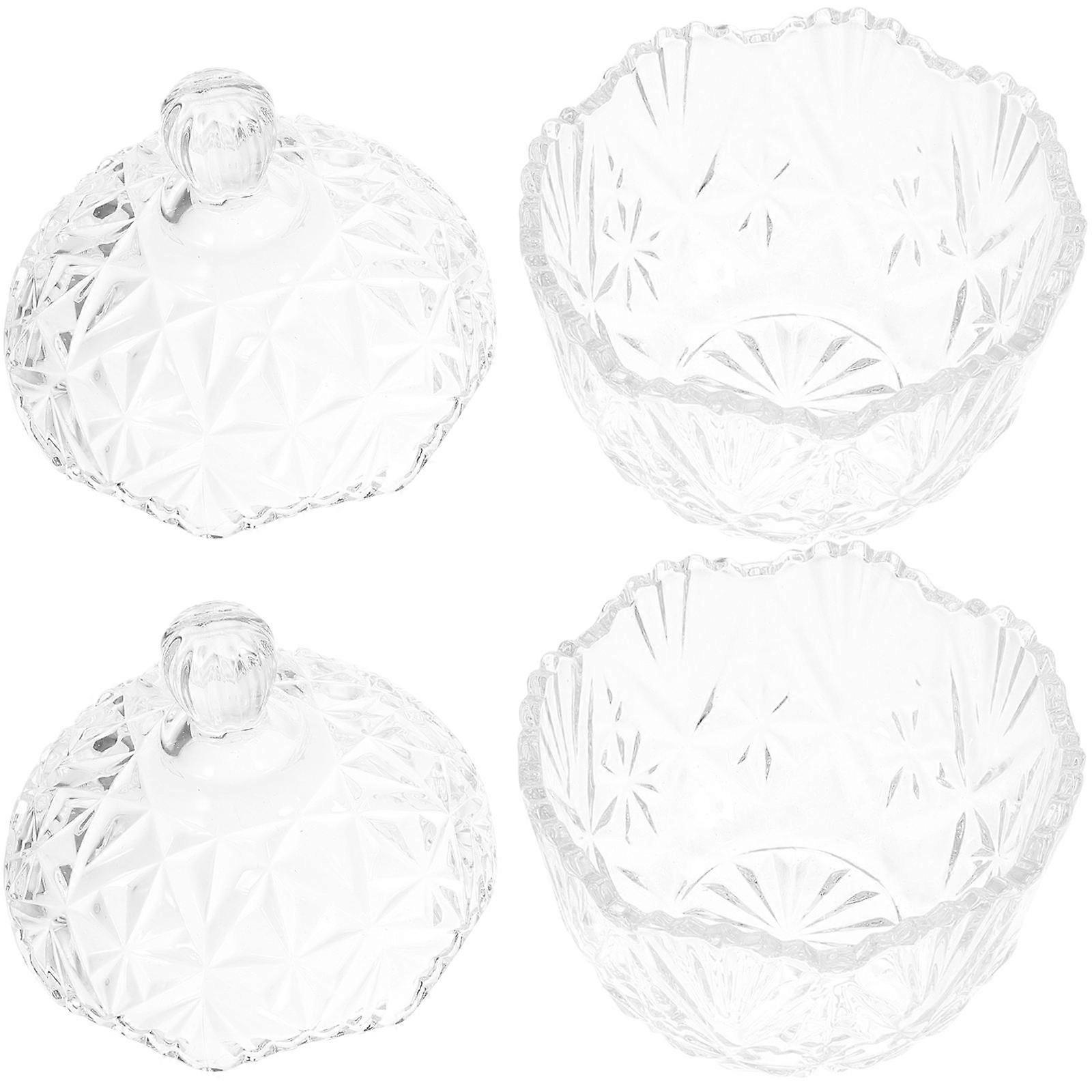 Candy Storage Cases Glass Material Transparent Color Round Shape Dustproof Function 2Set