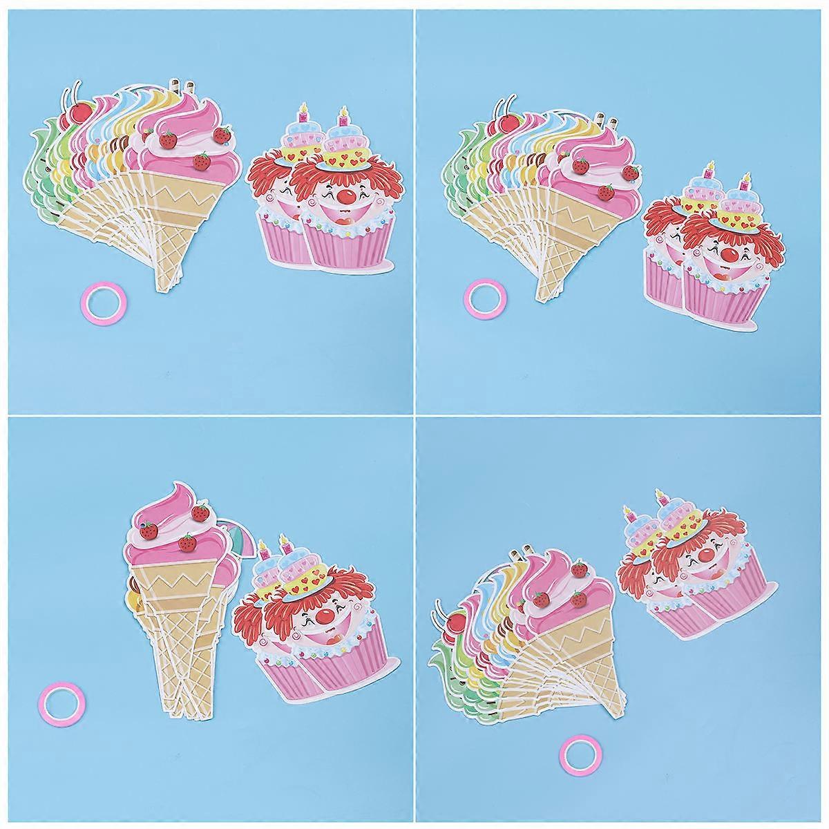 Paper Banners Ice Cream Shape Creative Design For Birthday Party Multi-Colored 17.7 X 9 X 0.1Cm Decoration 1Set