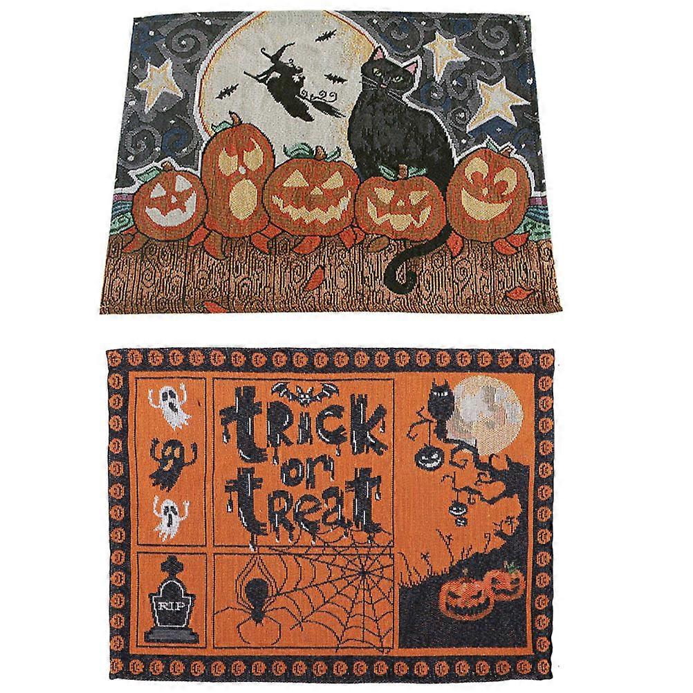 Table Mat for Halloween Pumpkin Shape Cup Mats Assorted Color Insulation 2Pcs