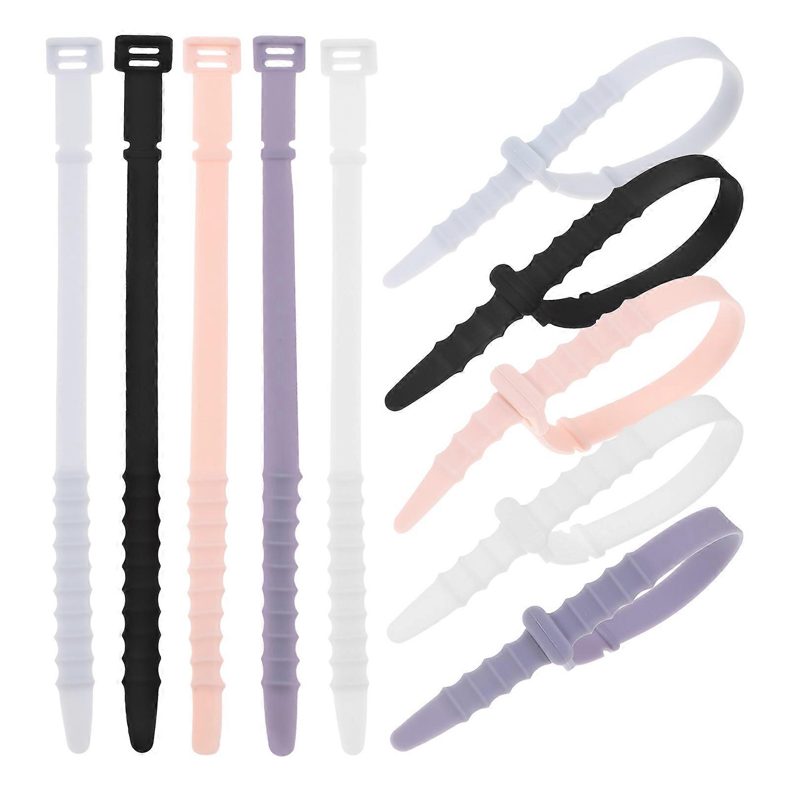 Cable Ties Assortment For Electronics Wire Management Reusable Elastic Ties Transparent White 10Pcs