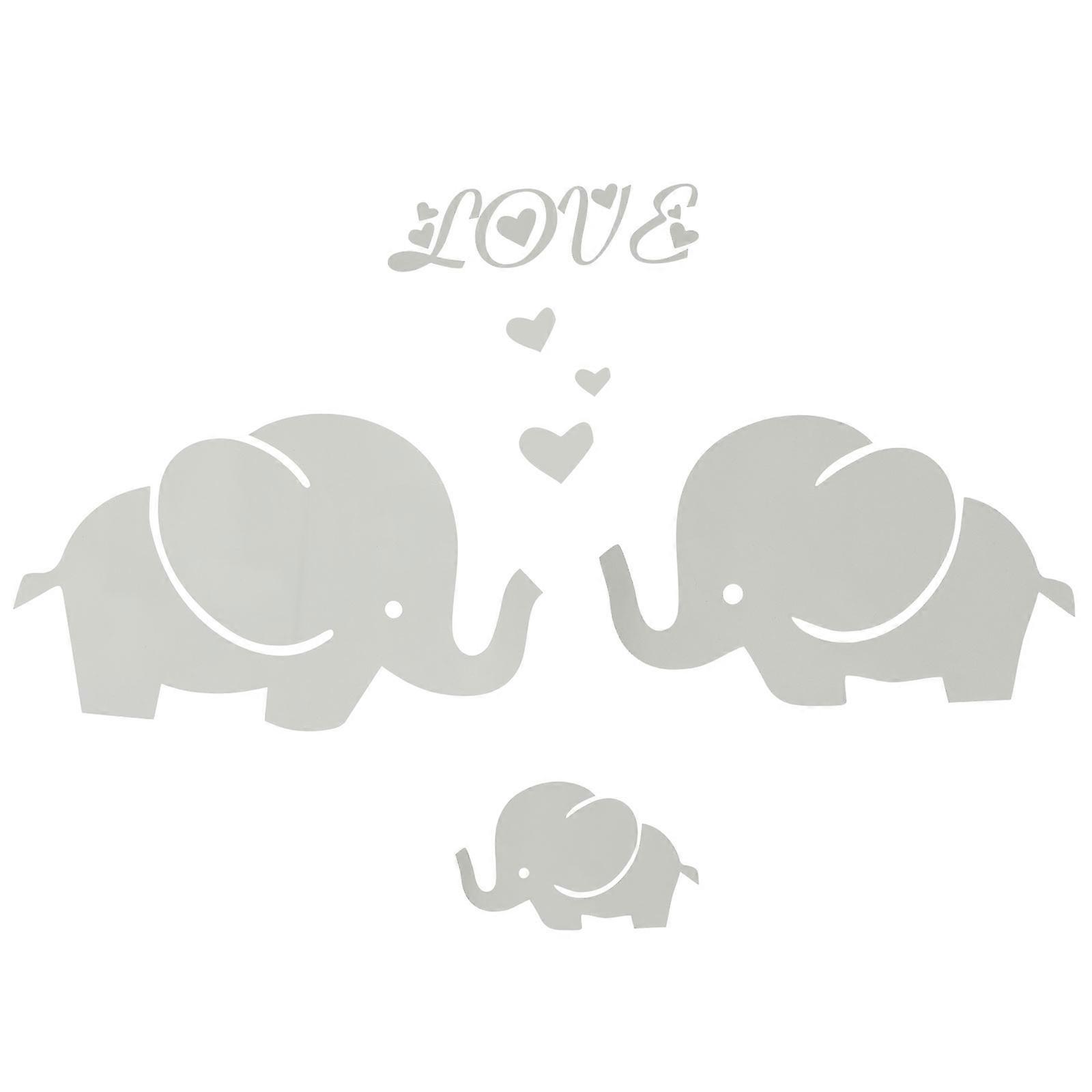 Gray Cartoon Elephant Wall Decal with Heart Pattern, Removable and Non Damaging Sticker for Nursery, Bedroom, or Window Decor