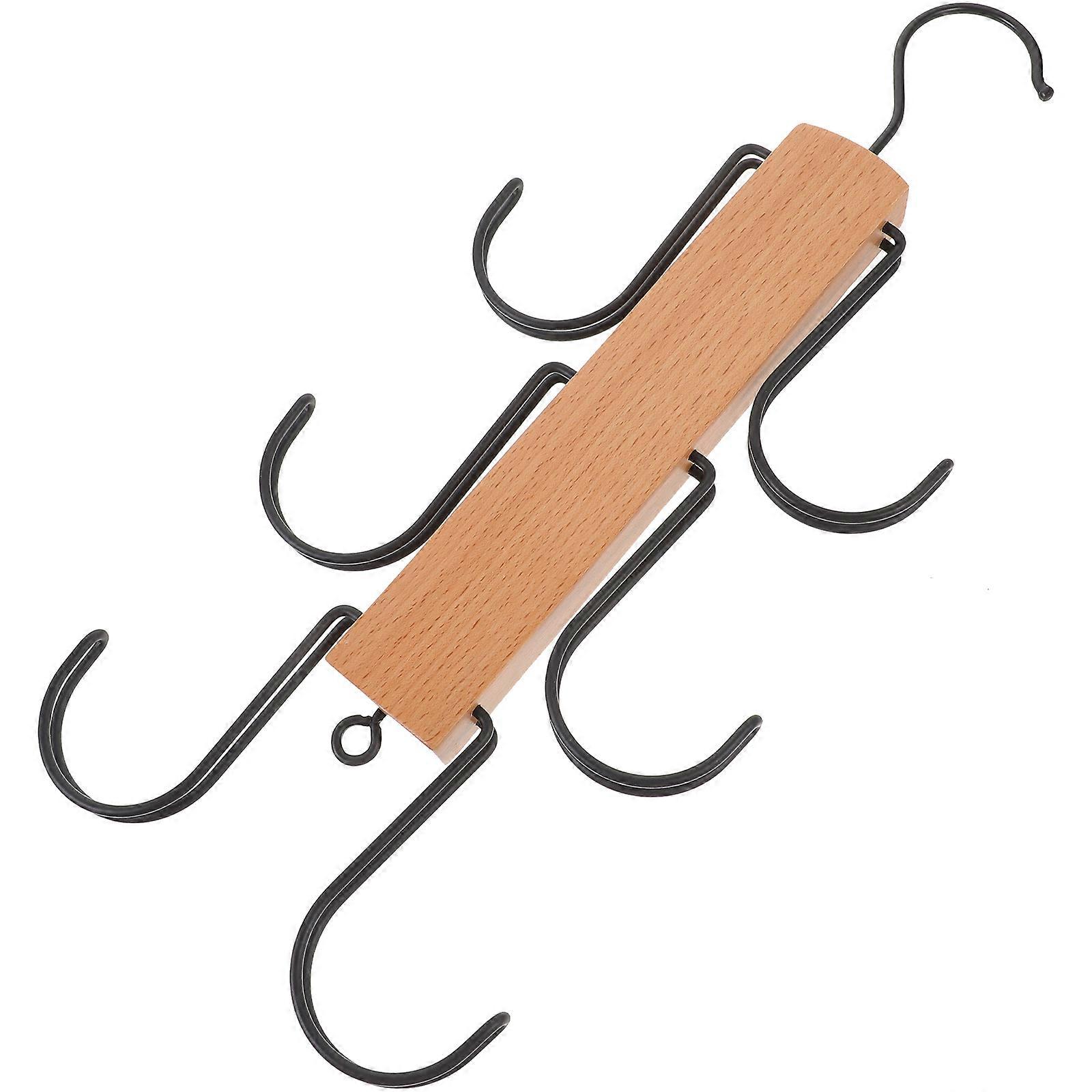 Handbag Hanger Rotary Hanging Bag Hook Organizer Closet Hats Clothes Multi-functional Tool Natural Wood Color 1Set