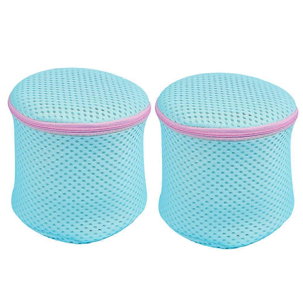 Launder Protector Bra Underwear Washing Bag Blue Rectangular Mesh Machine Washable 2Pcs