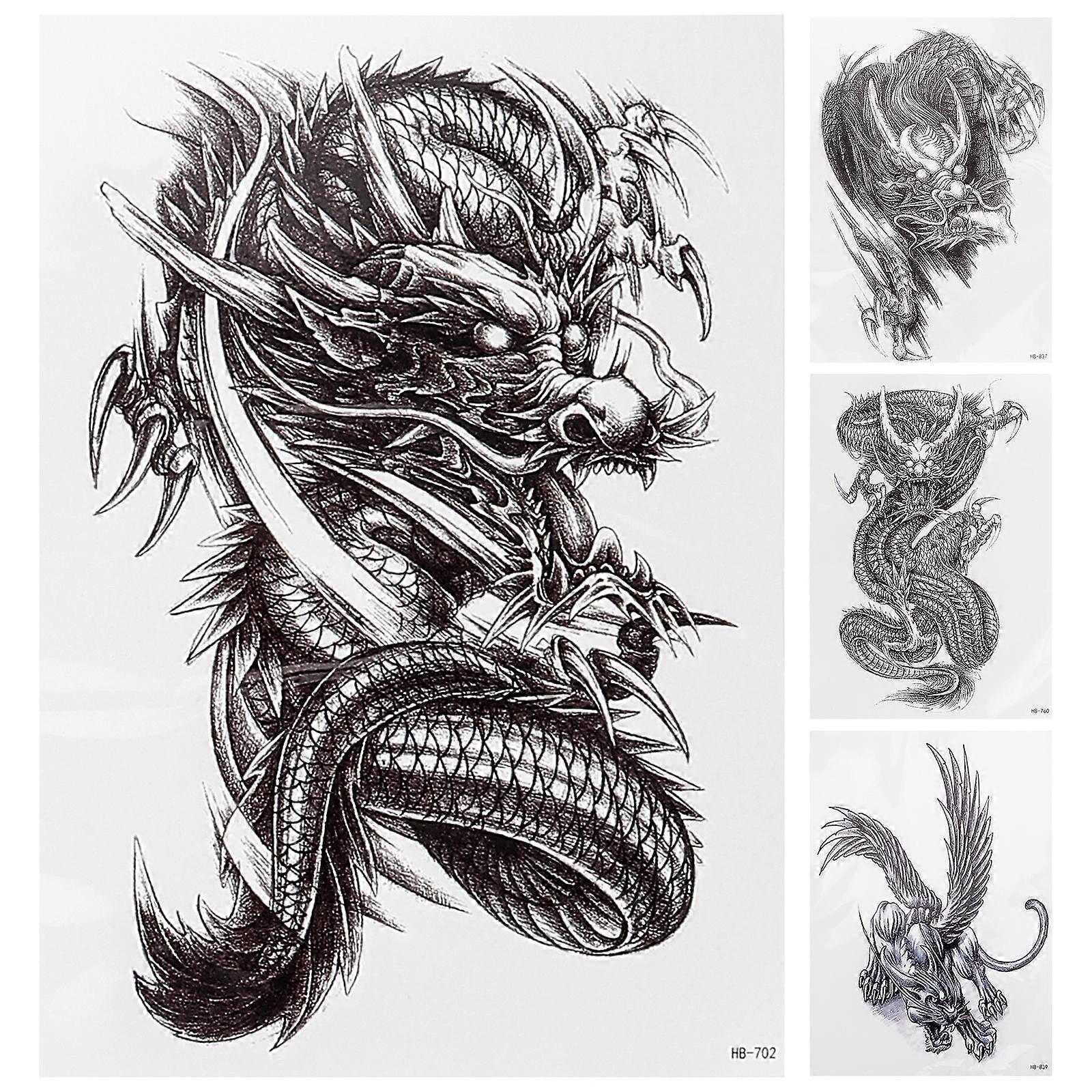 Dragon Stickers Temporary Show Personality For Young Adults 4 Sheets
