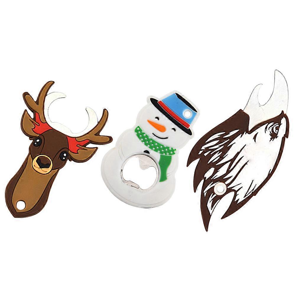 Cartoon Christmas Small Bottle Opener Tool Assorted Color Decorative Design For Friends 3Pcs