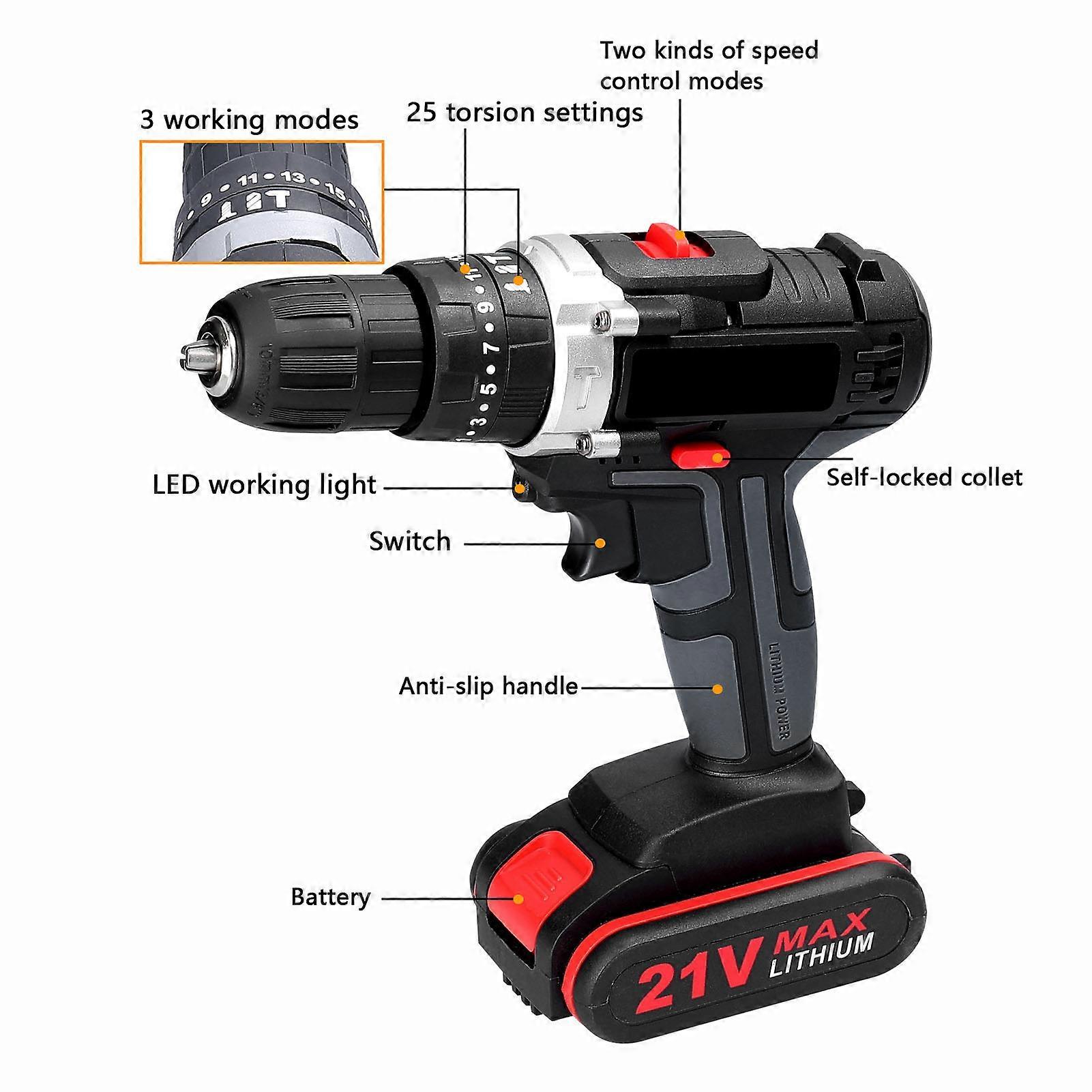 3 in 1 Multifunction Electric Drill for Home, Mini Screwdriver, Adjustable Speeds, 25 Adjustable Torque Speeds