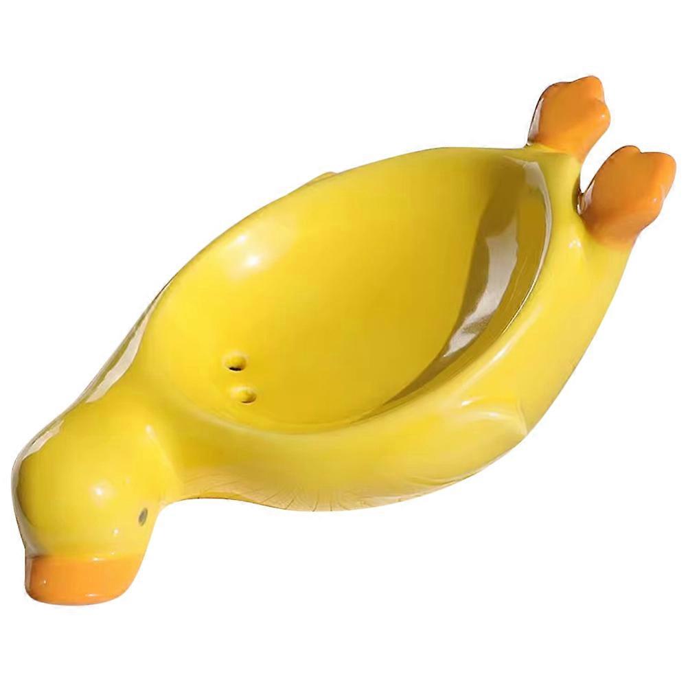 Ceramic Soap Tray Duck Shape Waterproof Storage Kitchen 1Pack