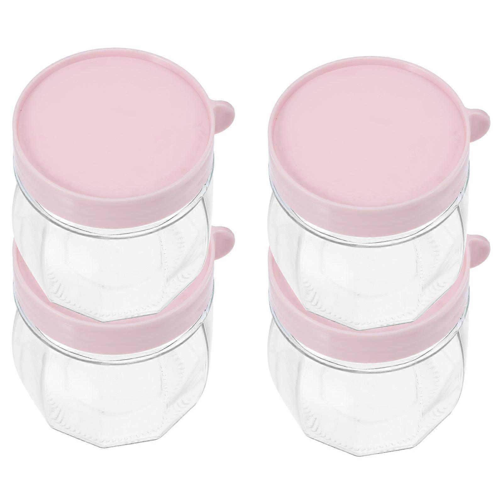 Candy Jar With Lid Multipurpose Glass Canisters Transparent Color for Household Users 4Pcs