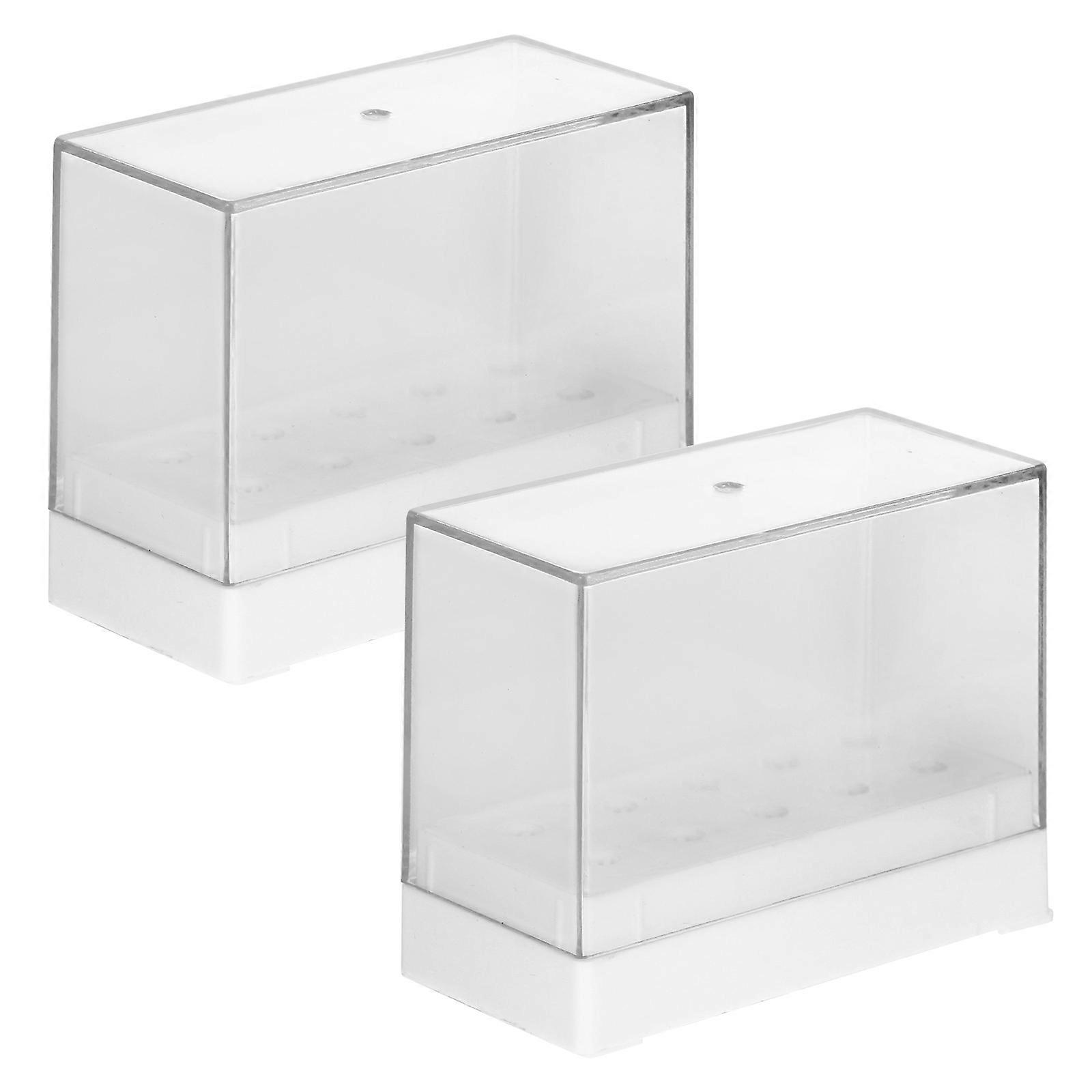 Nail Drill Bits Holder Display Dustproof Storage Plastic 7.80X3.60X6.20Cm 2Pcs