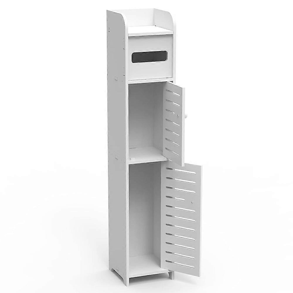 80cm Height Bathroom Storage Cabinet Slim Floor Standing Toilet Side Shelf Multi-Layer Organizer wit