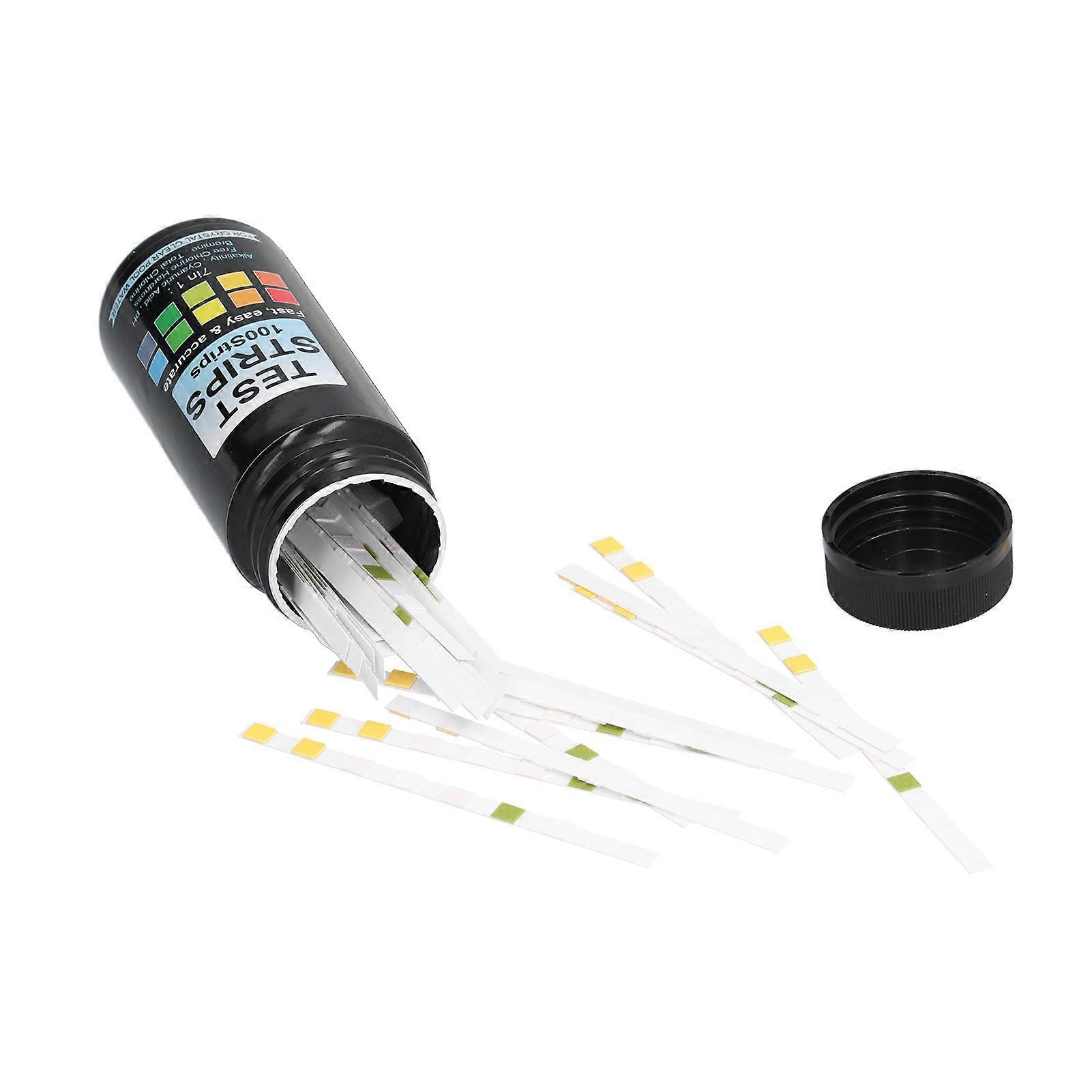 Pool Test Strips 7 in 1 Multifunctional Colorimetric Analysis 100 Strips Accurate PH Hardness Total Alkali Test Strips