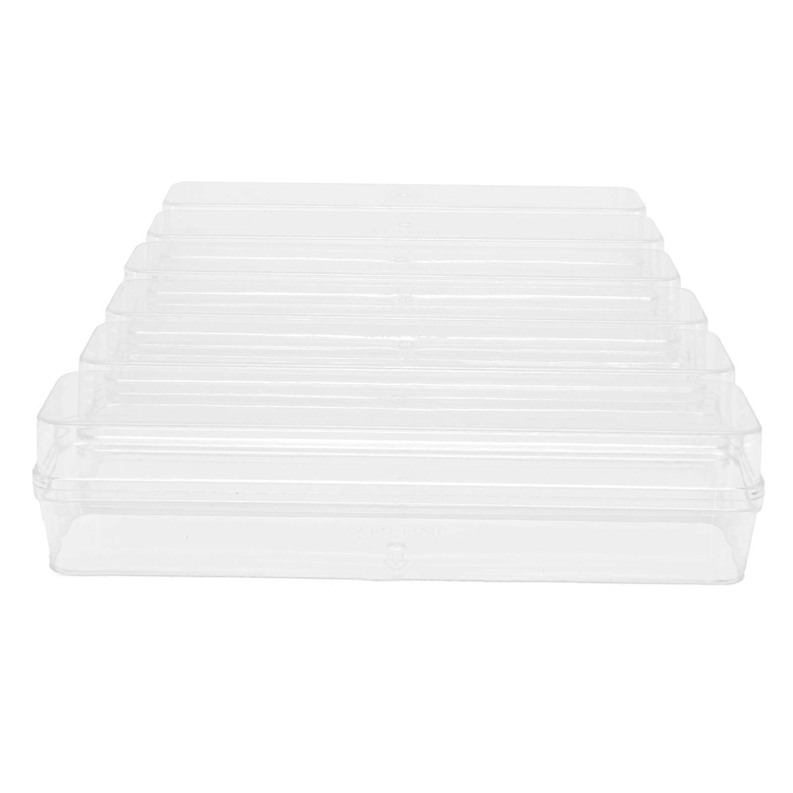 6 Pack Clear Plastic Rectangle Cake Gift Boxes 17x3.5x4cm Transparent