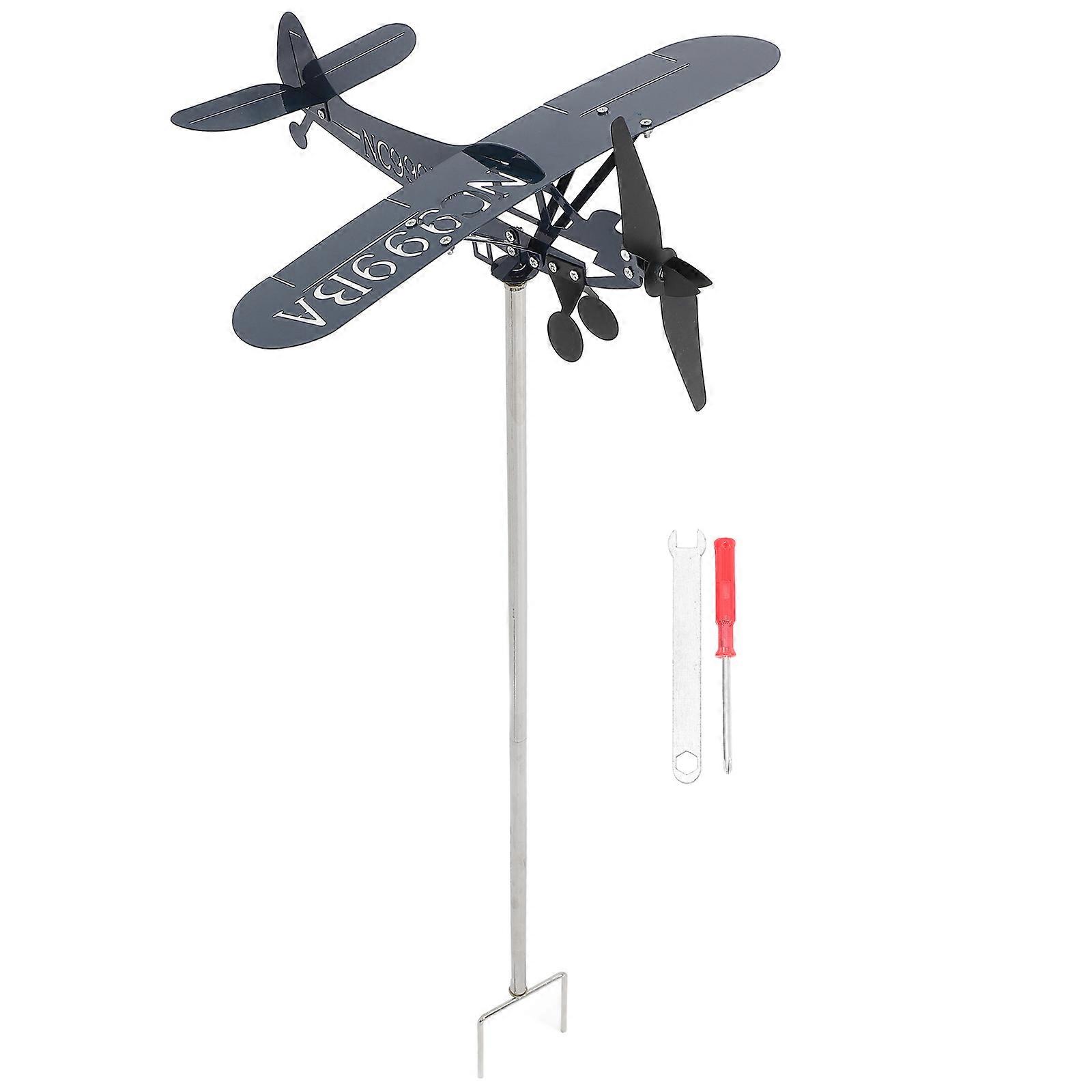 Weather Vane Airplane Wind Spinner Measuring Wind Direction For Garden Yard 80.00X32.00X32.00CM Iron Elegant Design 1Pack