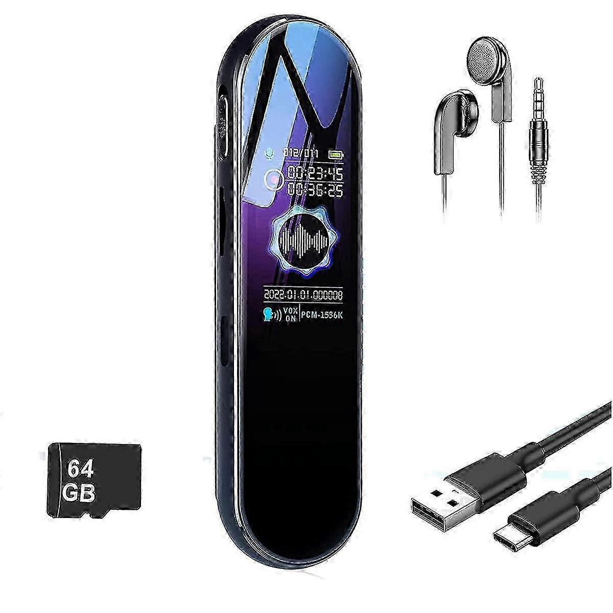64gb Digital Voice Recorder With Playback, Digital Recorder For Lectures Meeting,audio Recorder,pas