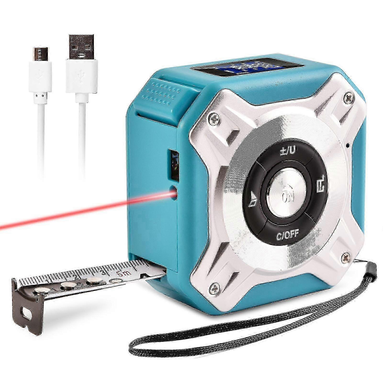 青いテープ付きレーザー距離測定ツール、5m / 40mの範囲、面積と体積の比較、耐久性のあるアルミニウム合金シェル、メートル法および英語システム