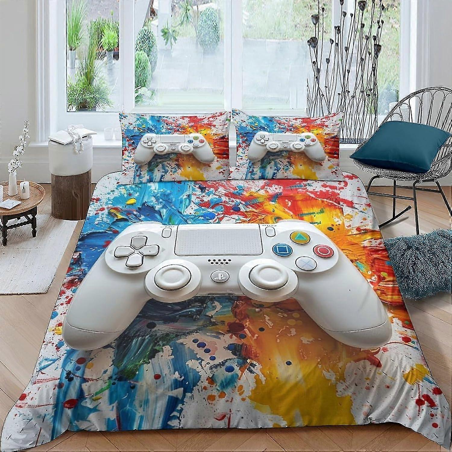 Game Controller Quilt Cover Set for Kids, 3D Printed Comforter Covers Soft Microfiber Bedding with Pillow Case