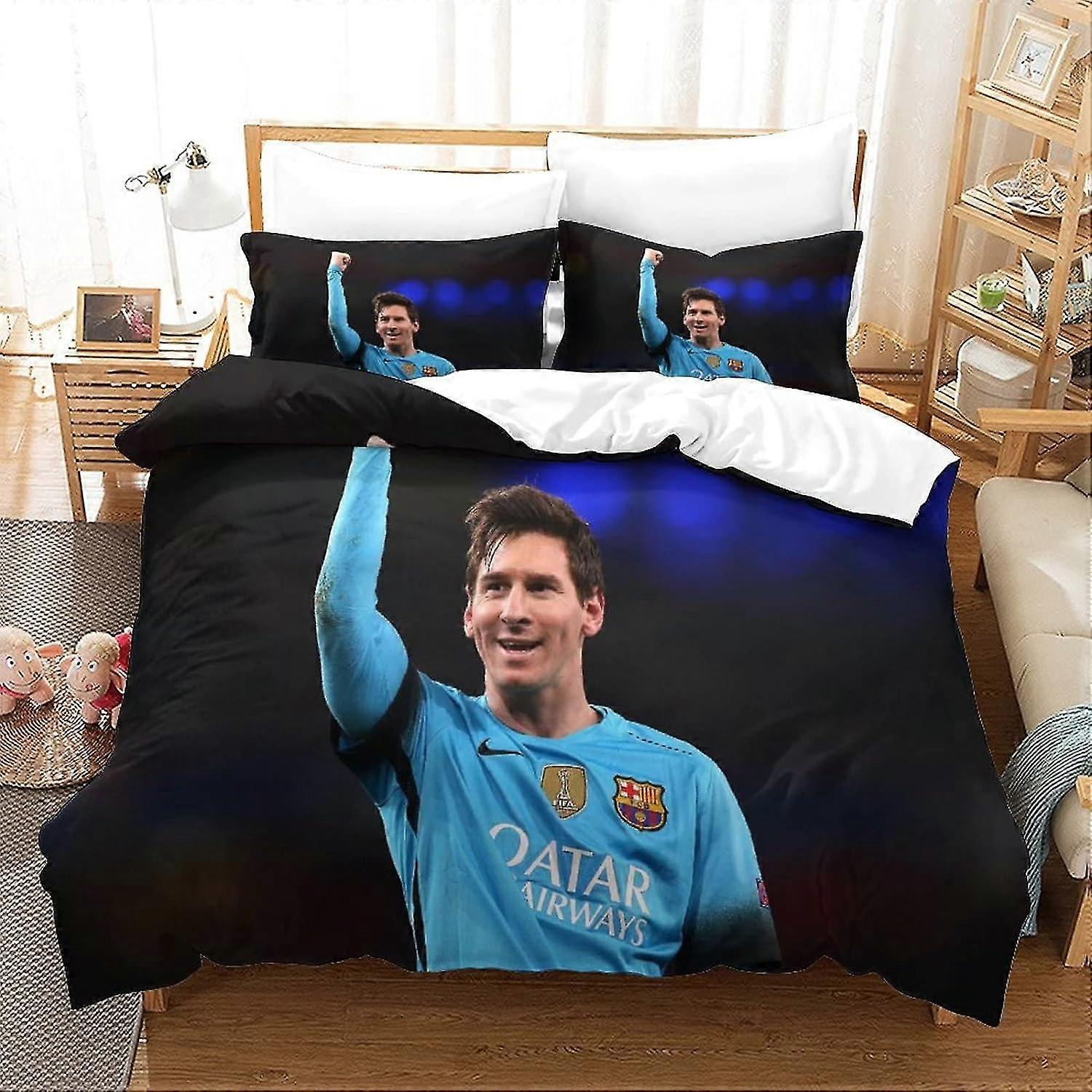 Duvet Cover for Football Superstar with World Cup Trophy Design - Soft, Fade Resistant, Breathable 3D Bedding Set