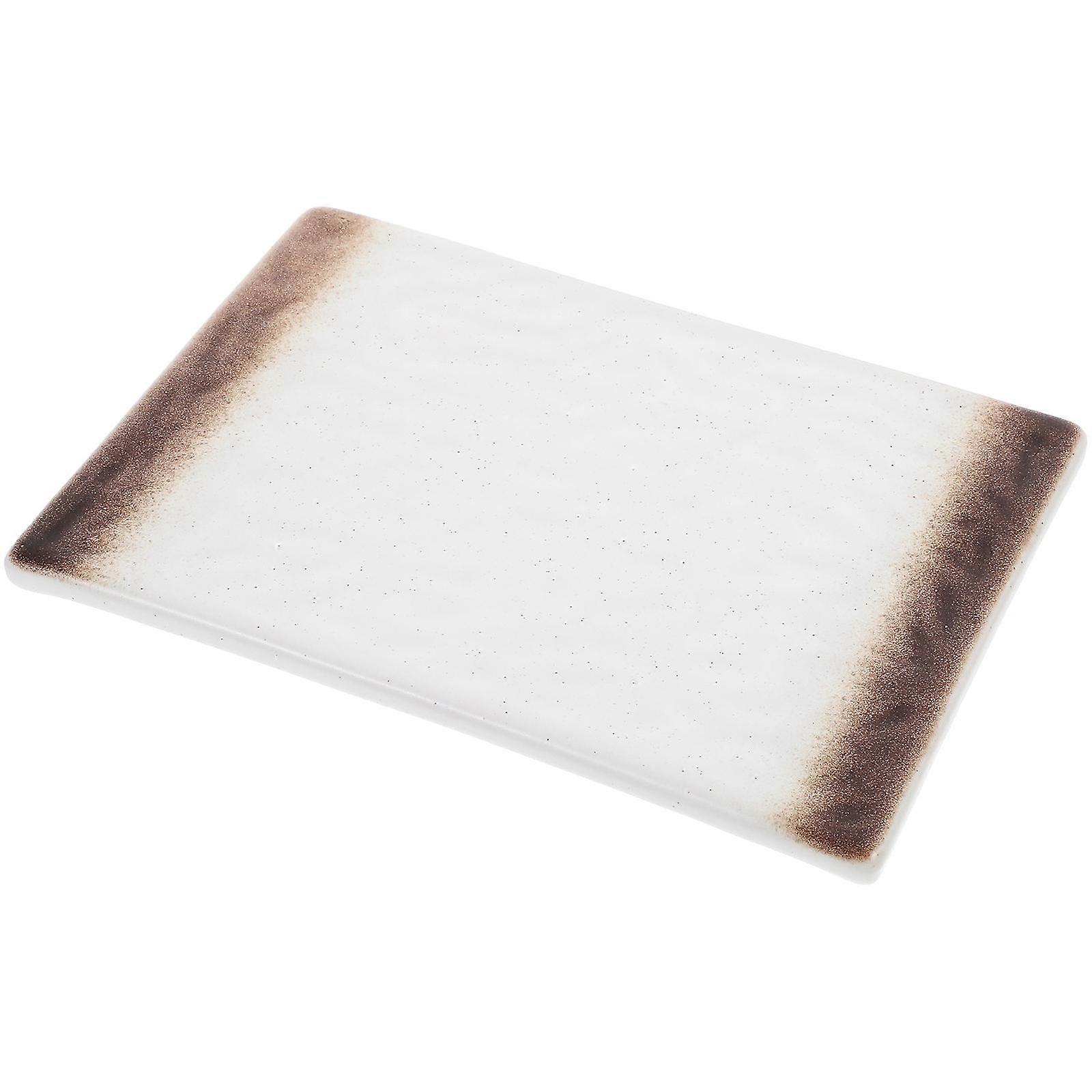 Japanese Dishes Ceramic Rectangular Serving Desserts For Dining Table Entertainment Dark Brown 17.5X12X2CM 1Pack