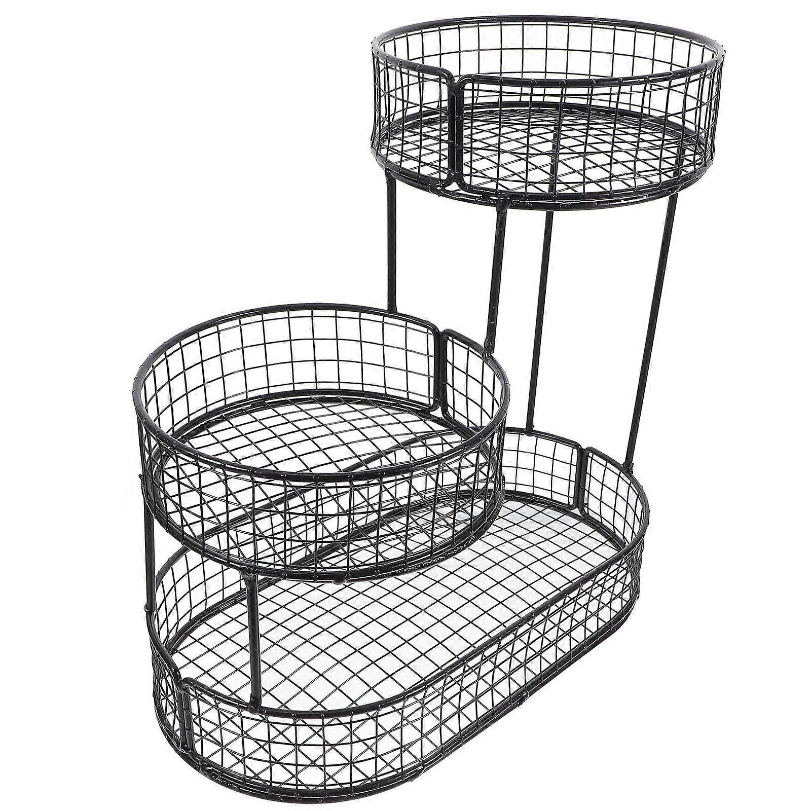 Decorative Fruit Basket Iron Material 3-Tier Design For Dining Table 1Pcs