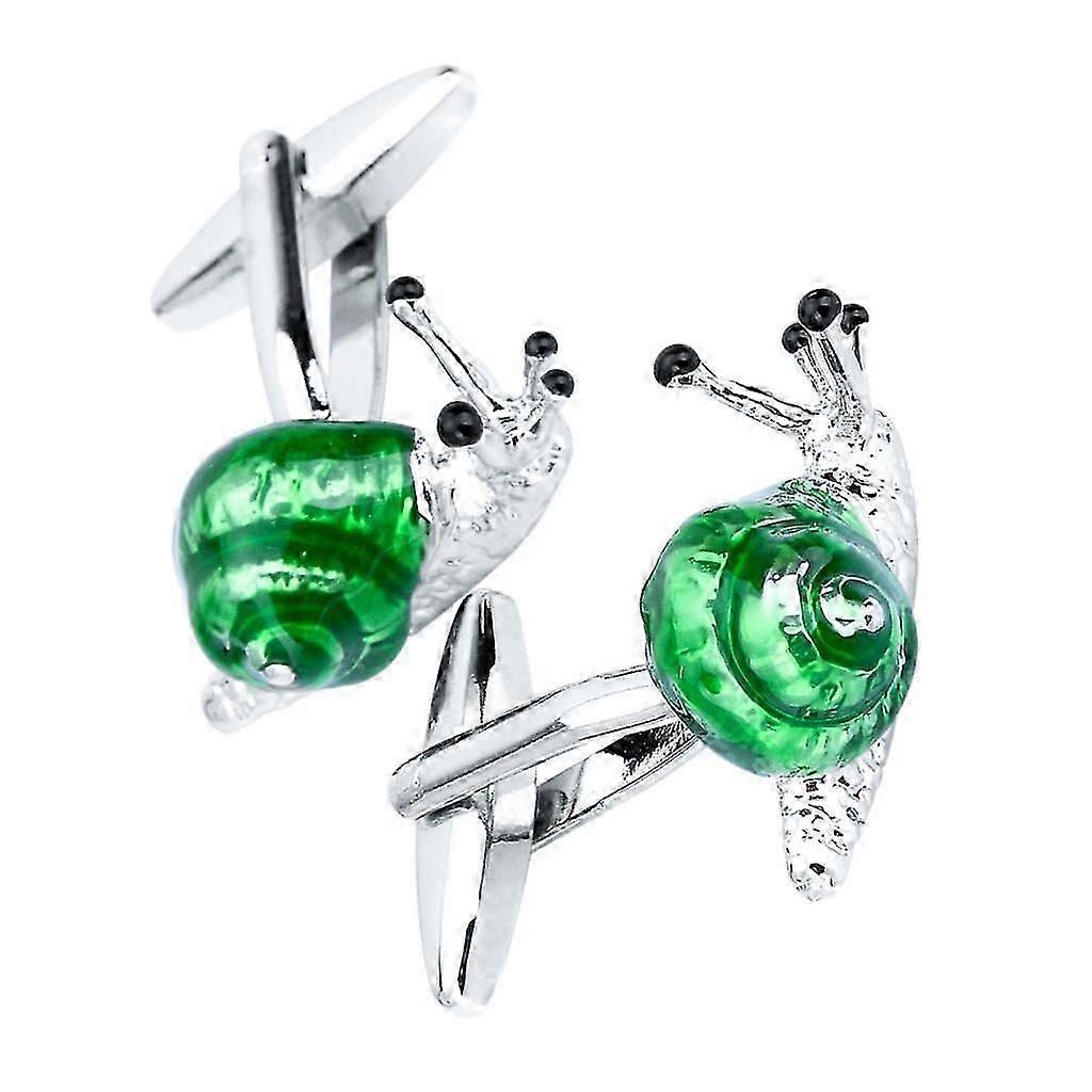 Adorable Green Snail Solid Brass Cufflinks