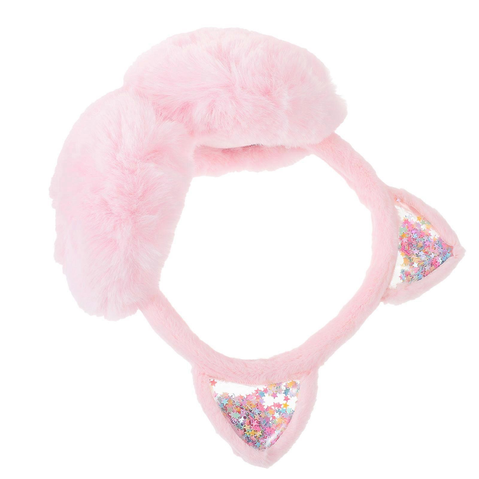 Pink Plush Ear Muff for Cold Weather Protection Winter Accessory