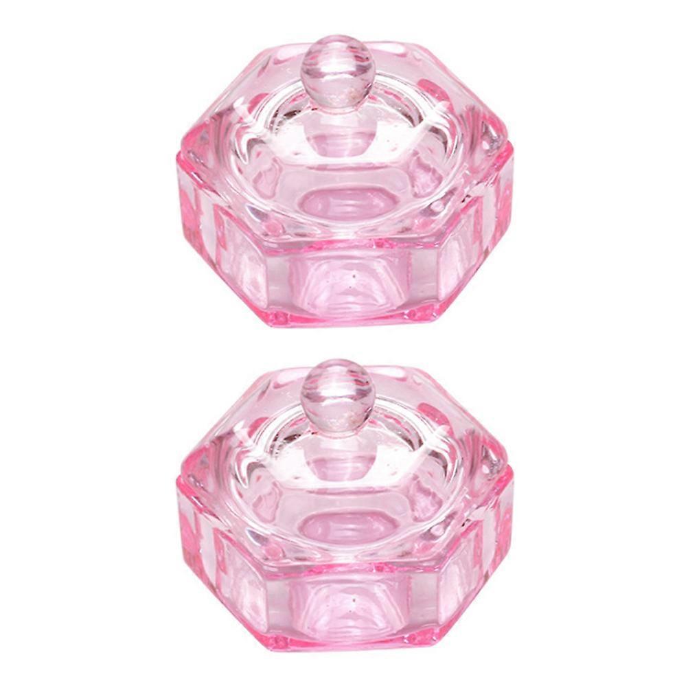 2Pcs Nail Art Cup with Lid for Crystal Manicure Glass Cup to Mix Liquid and Powder